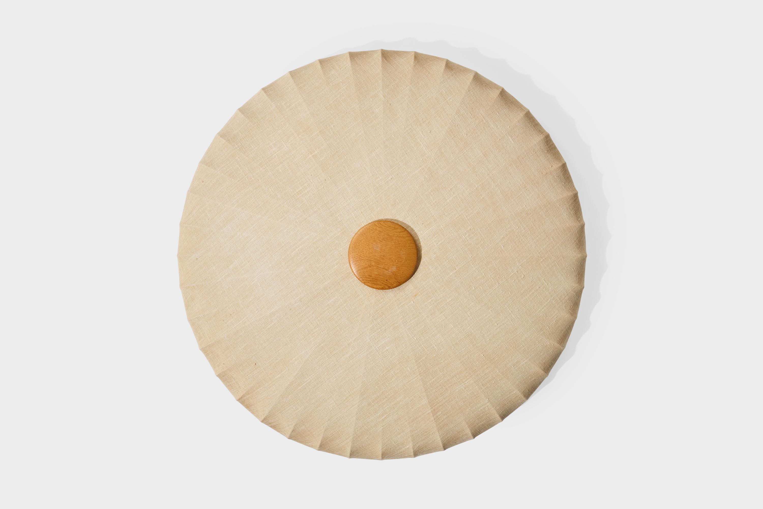 Mid-Century Modern Swedish Designer, Flush Mount, Wood, Fabric, Sweden, 1950s For Sale