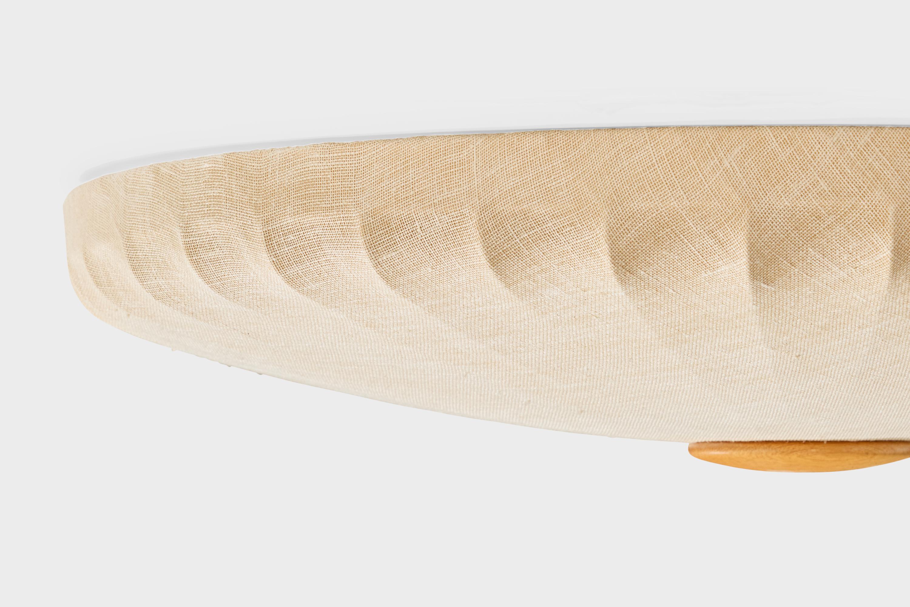 Mid-20th Century Swedish Designer, Flush Mount, Wood, Fabric, Sweden, 1950s For Sale