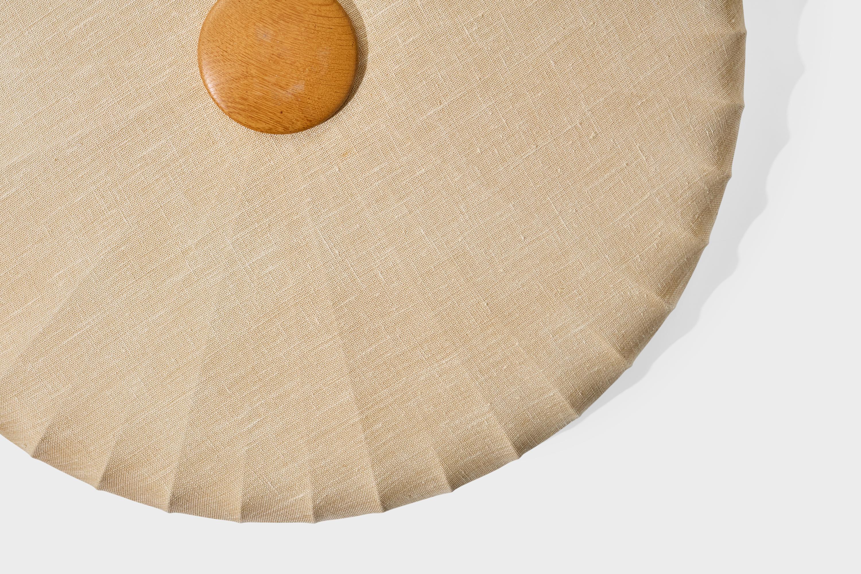 Swedish Designer, Flush Mount, Wood, Fabric, Sweden, 1950s For Sale 2