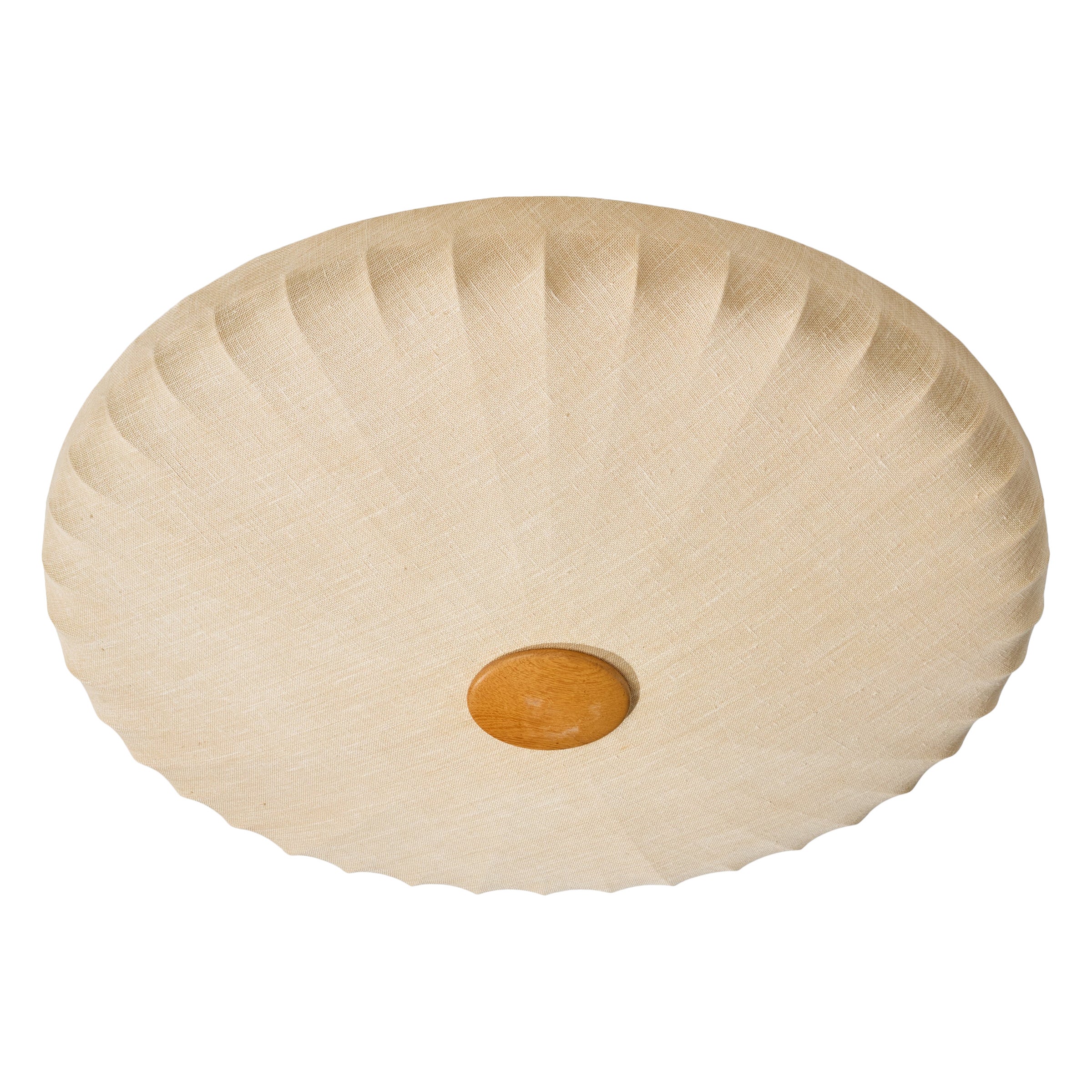 Swedish Designer, Flush Mount, Wood, Fabric, Sweden, 1950s For Sale