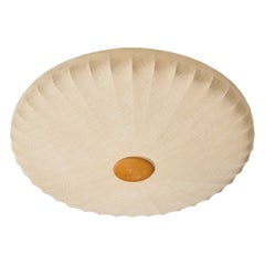 Swedish Designer, Flush Mount, Wood, Fabric, Sweden, 1950s