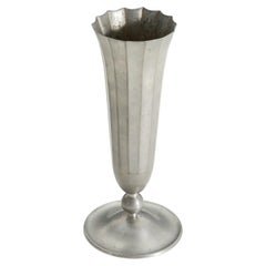Swedish Designer, Fluted Vase, Pewter, Sweden, 1930s