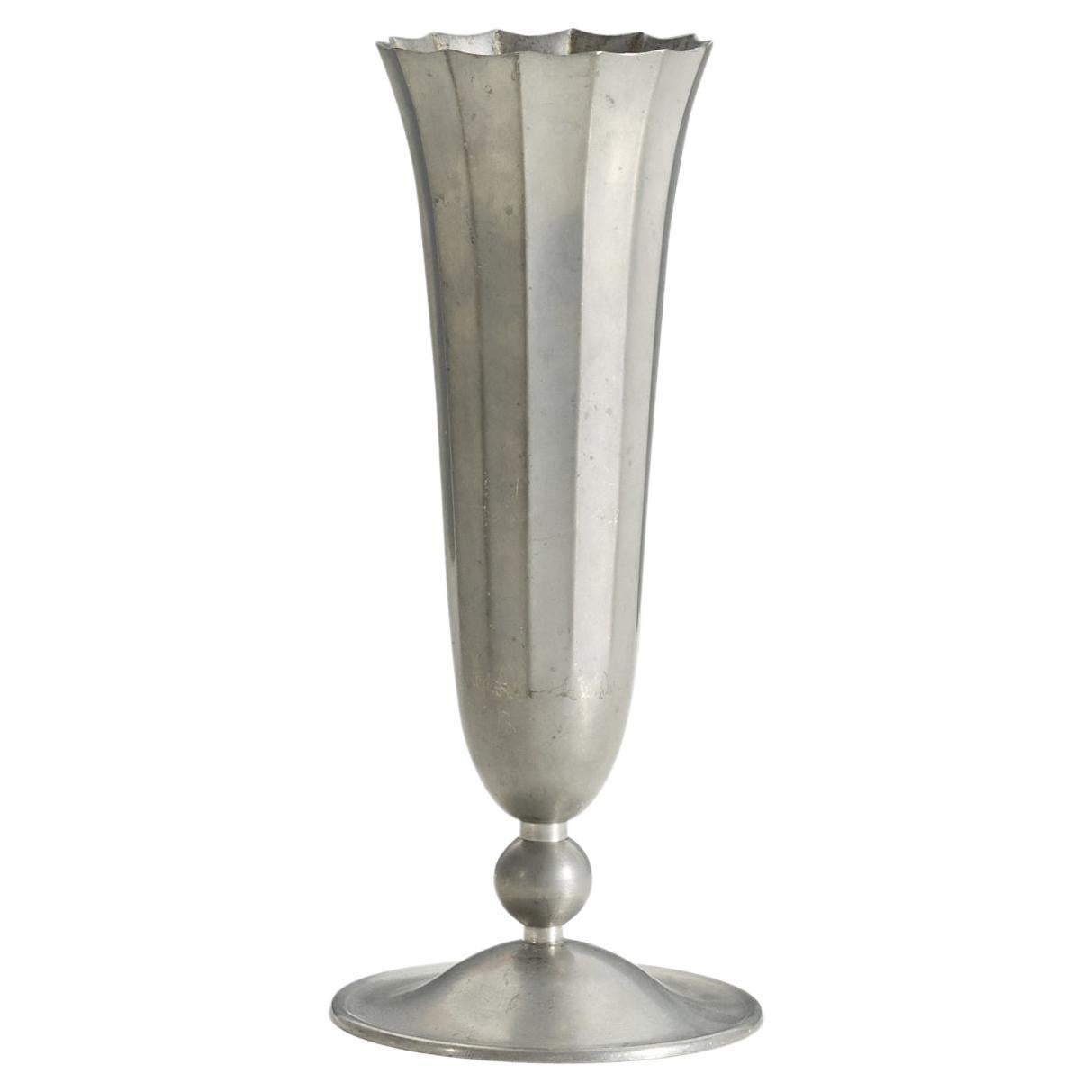 Vintage Pewter Vase with Handles by Harald Buchrucker, Germany, 1930s