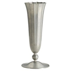 Swedish Designer, Fluted Vase, Pewter, Sweden, 1930s