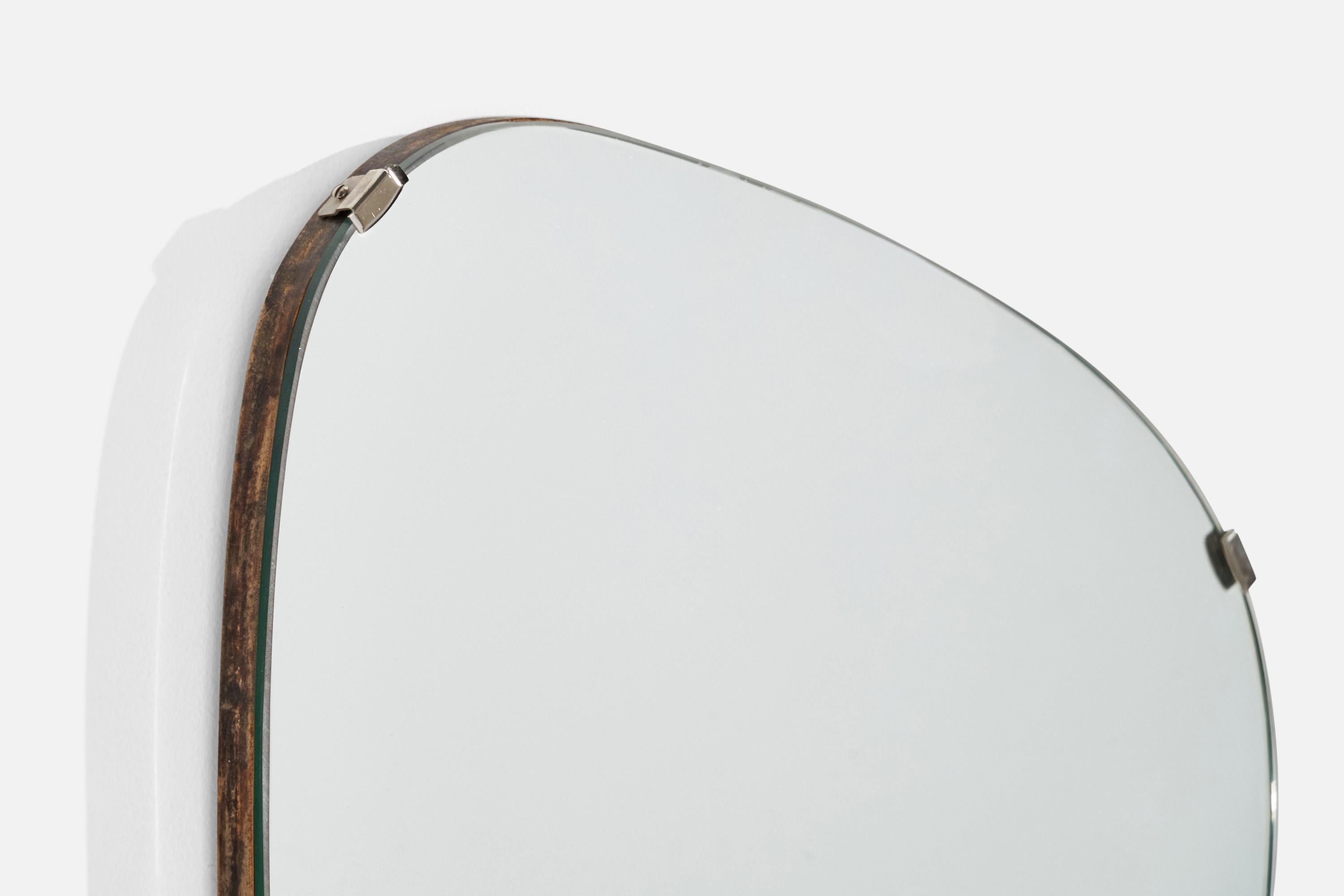 Designer suédois, miroir de forme libre, Wood, metal, Suède, années 1950 Bon état - En vente à High Point, NC