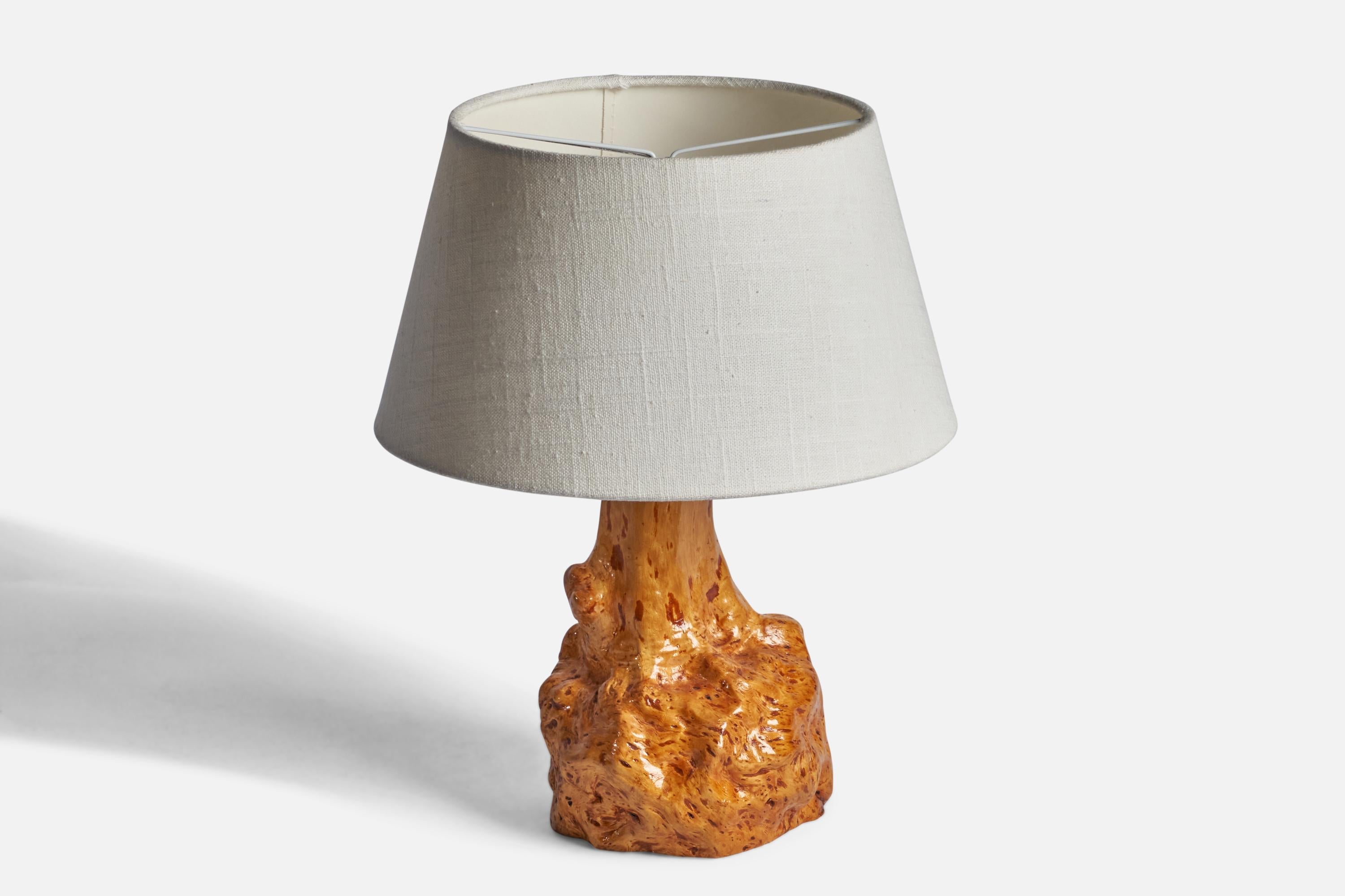 Mid-Century Modern Designer suédois, lampe de table de forme libre, bois de broussin, Suède, années 1960 en vente