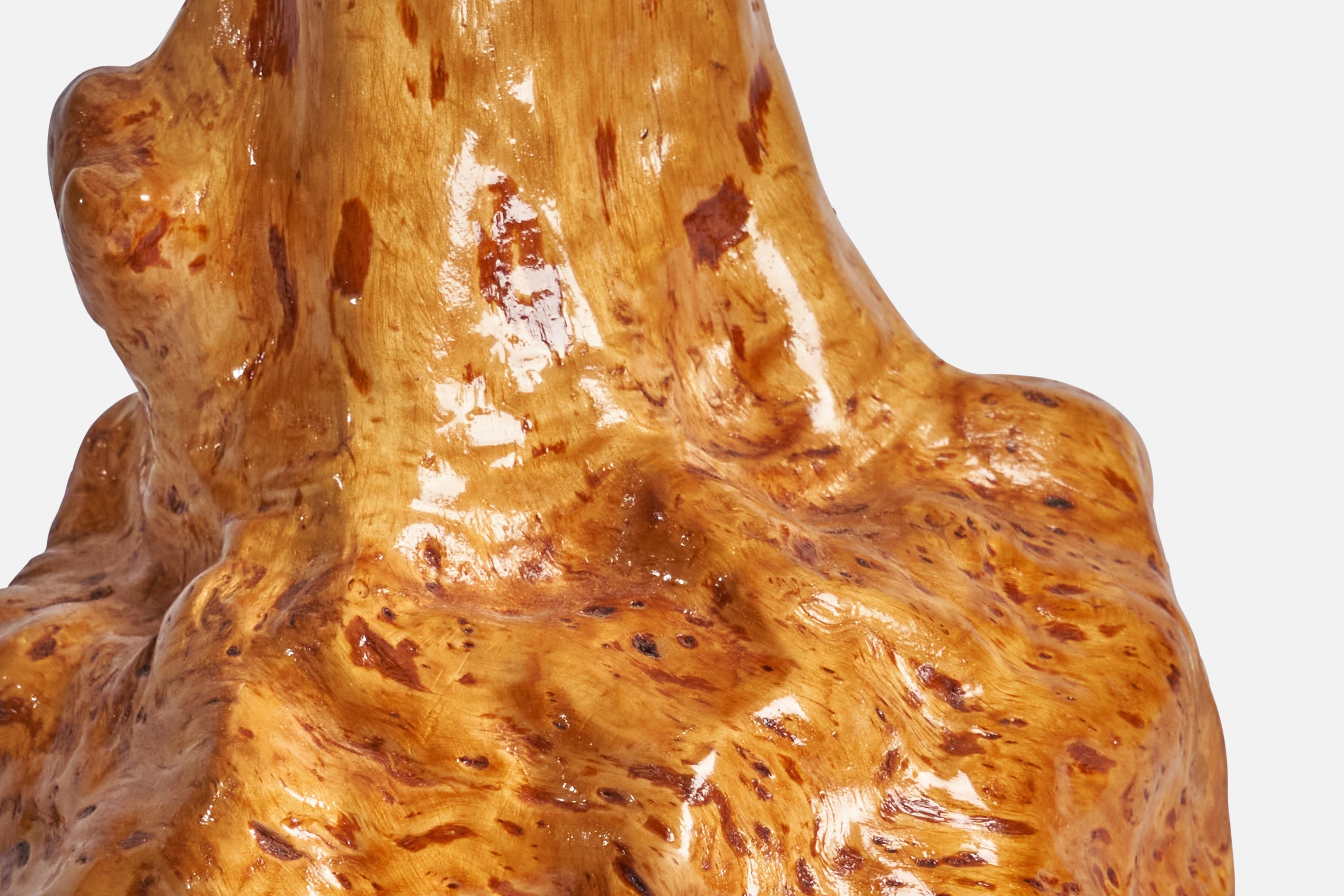 Swedish Designer, Freeform Table Lamp, Burl Wood, Sweden, 1960s In Good Condition For Sale In High Point, NC