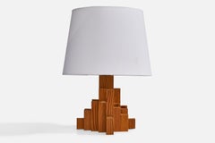 Swedish Designer, Freeform Table Lamp, Pine, Sweden, 1970s