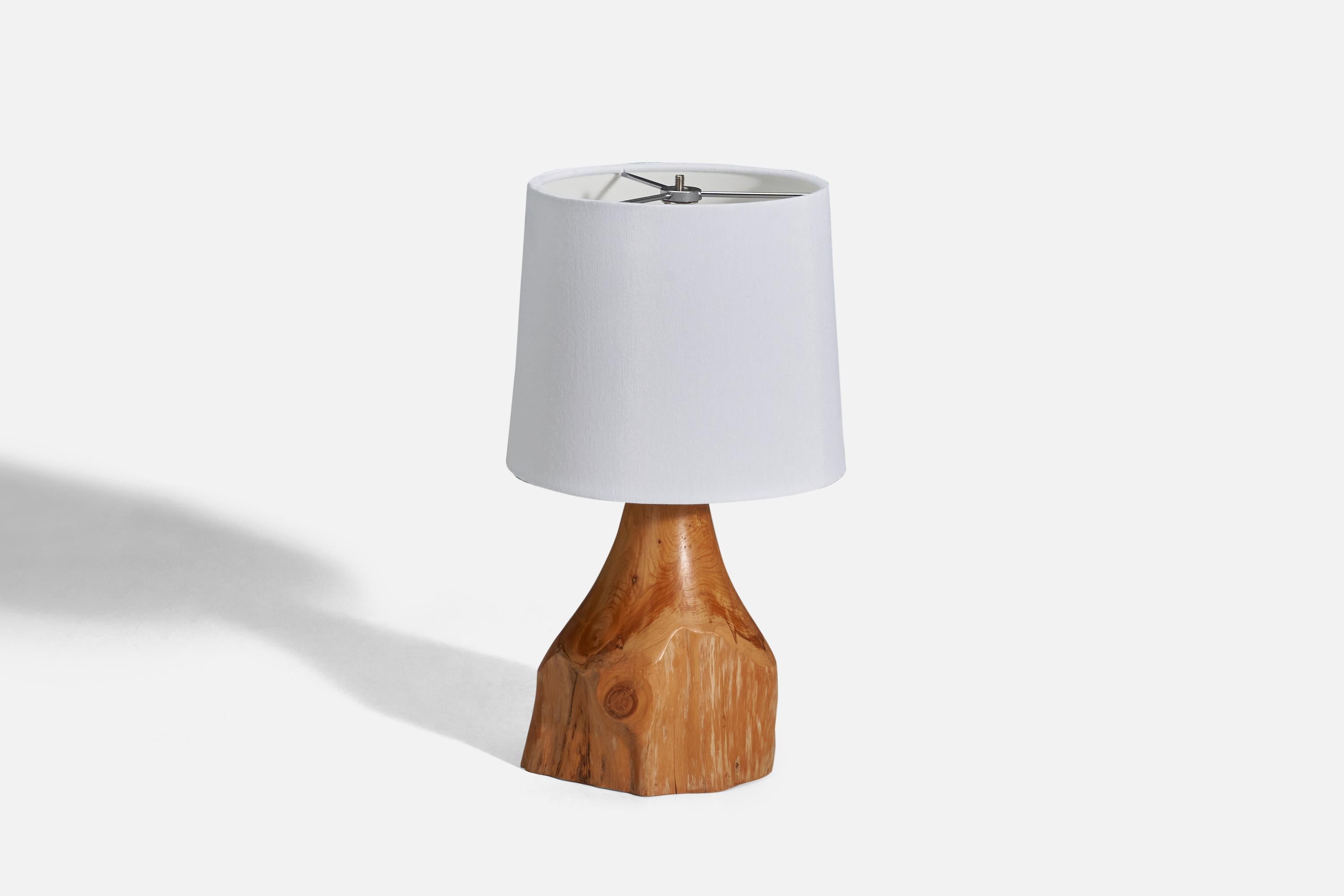 Scandinavian Modern Swedish Designer, Freeform Table Lamp, Wood, Sweden, 1960s For Sale