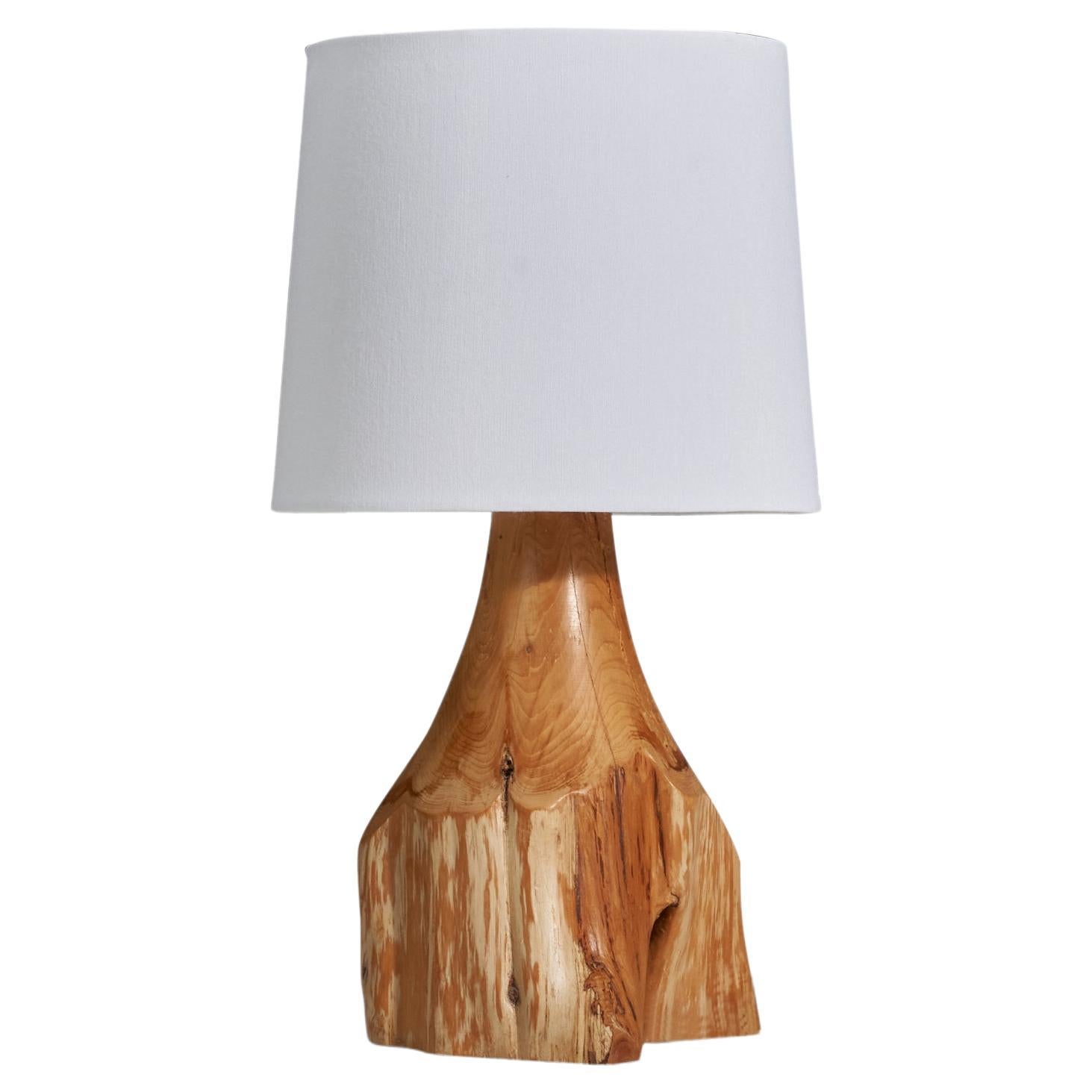 Swedish Designer, Freeform Table Lamp, Wood, Sweden, 1960s For Sale