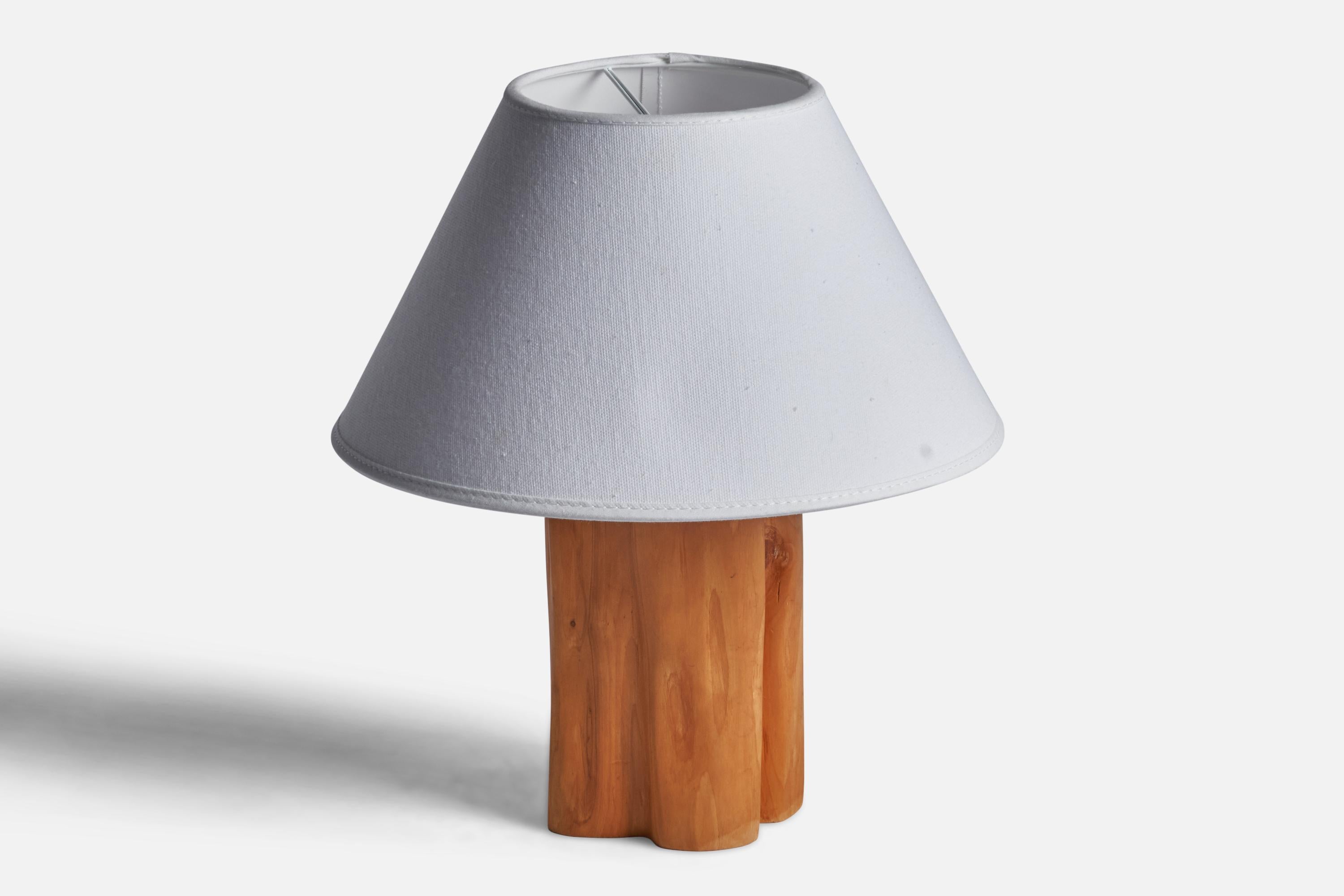 Mid-Century Modern Swedish Designer, Freeform Table Lamp, Wood, Sweden, 1971 For Sale