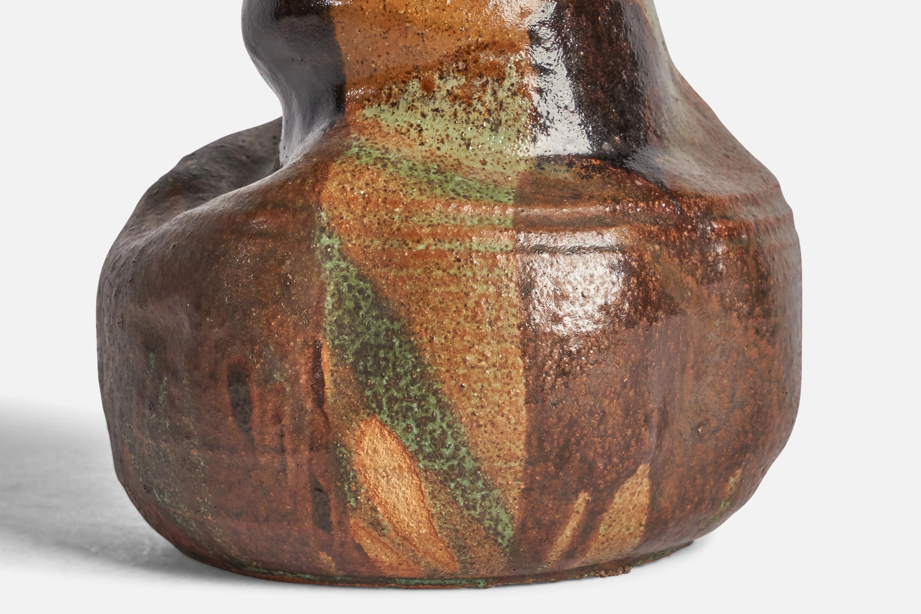 Mid-20th Century Swedish Designer, Freeform Vase, Stoneware, Sweden, 1960s. For Sale