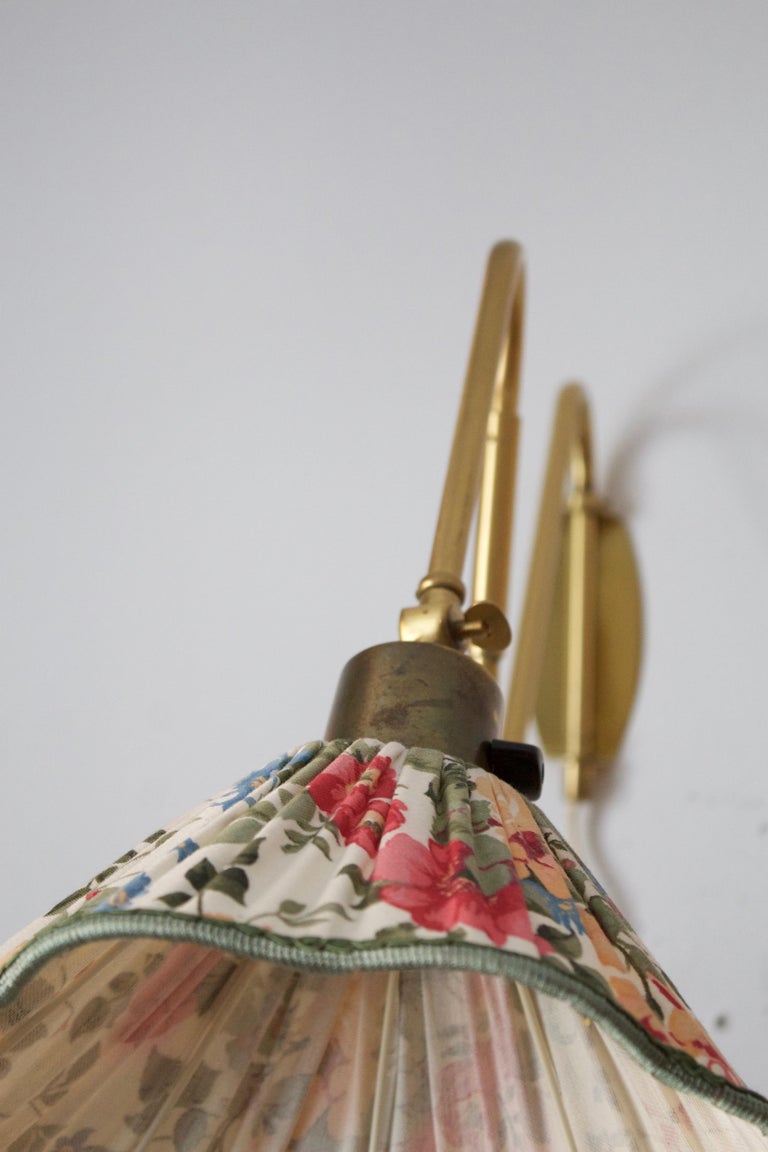 Swedish Designer, Functionalist Wall Light, Brass, Fabric, Sweden ...
