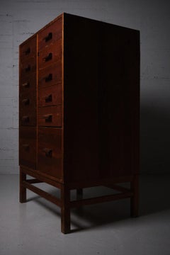 Swedish designer functionalistic pine archive cabinet, 1940s
