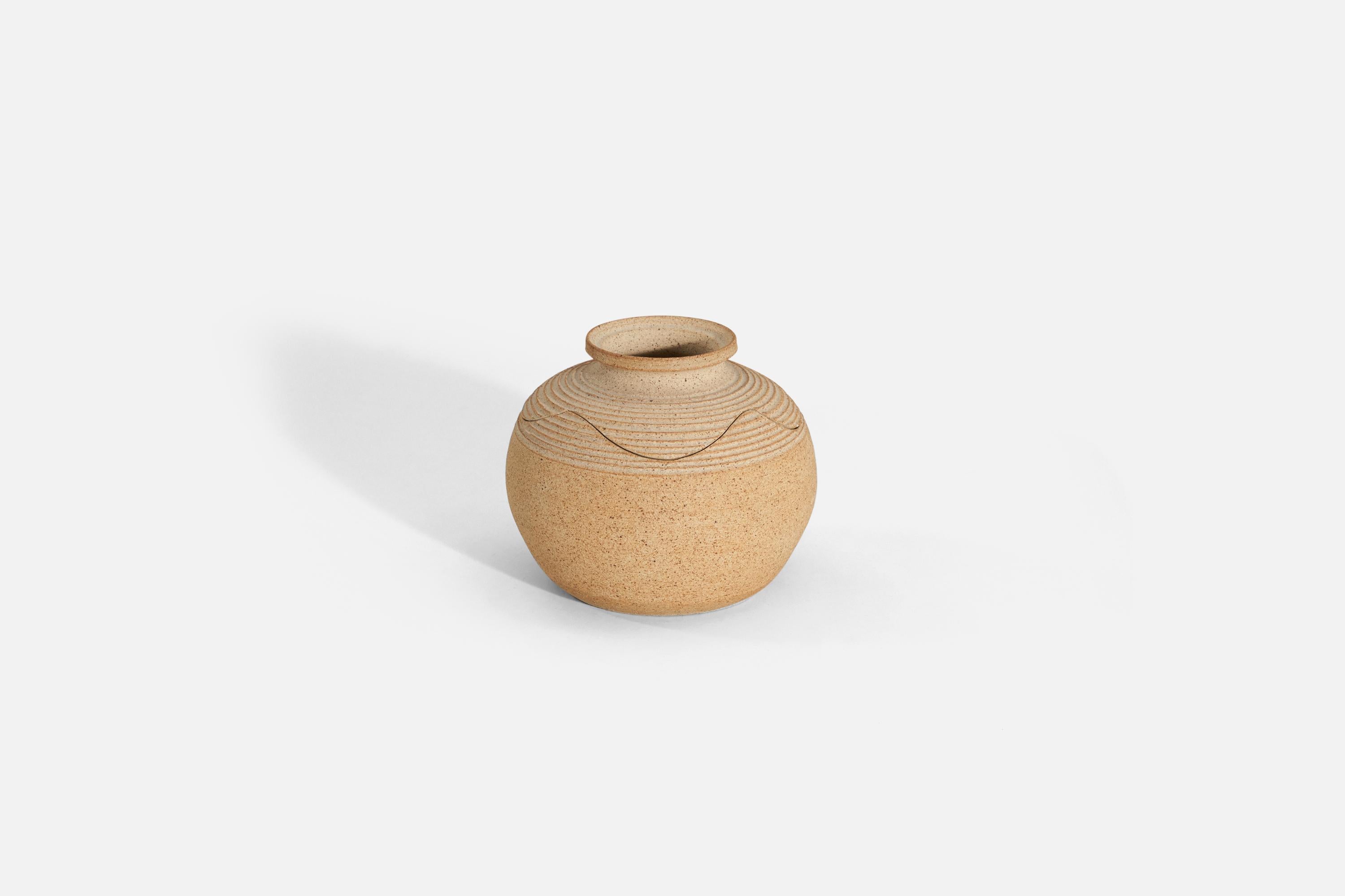 Mid-Century Modern Swedish Designer, Jar or Vase, Stoneware, Sweden, c. 1960s For Sale