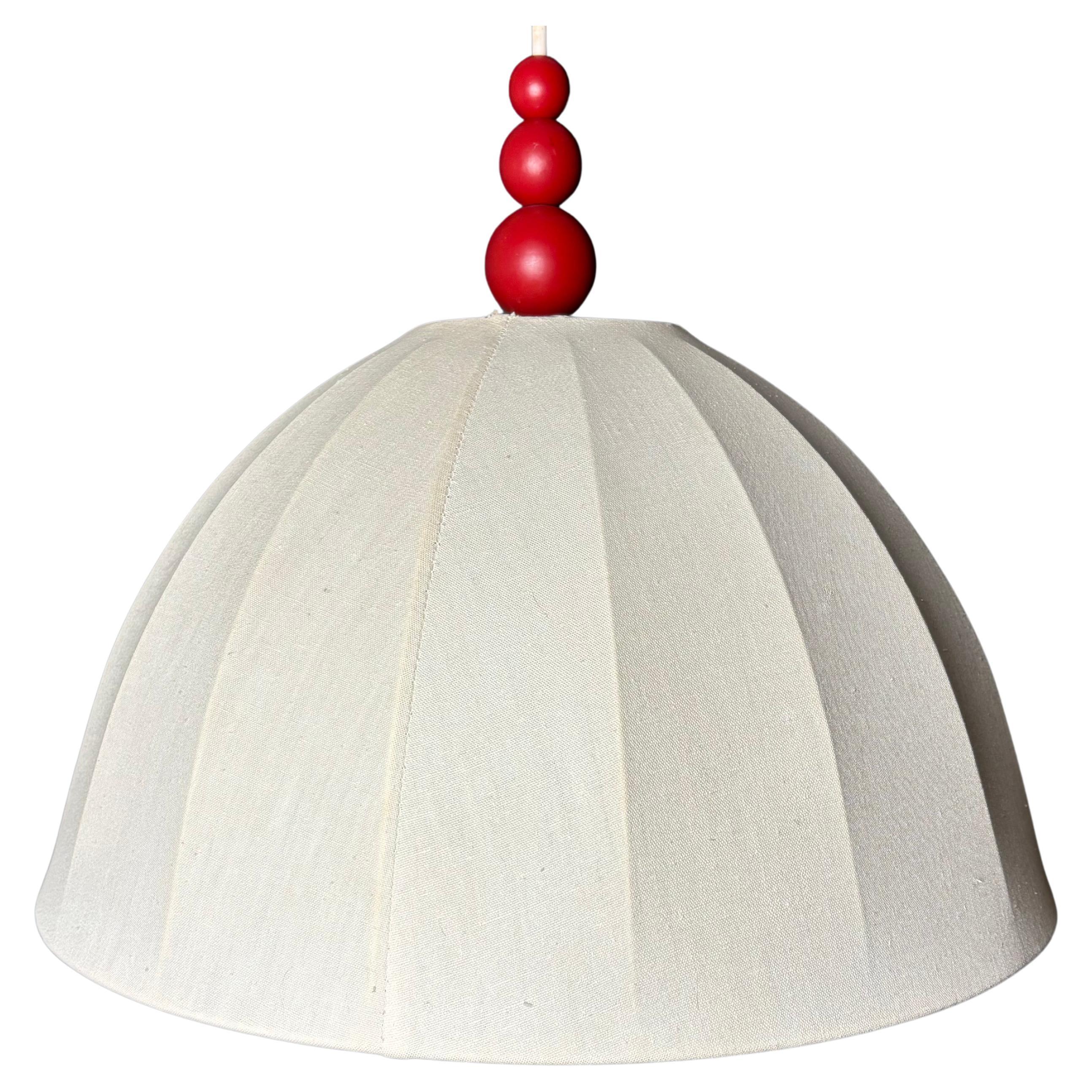 Schwedischer Designer Josef Frank Style Textile Dome Pendelleuchte, 1960er Jahre