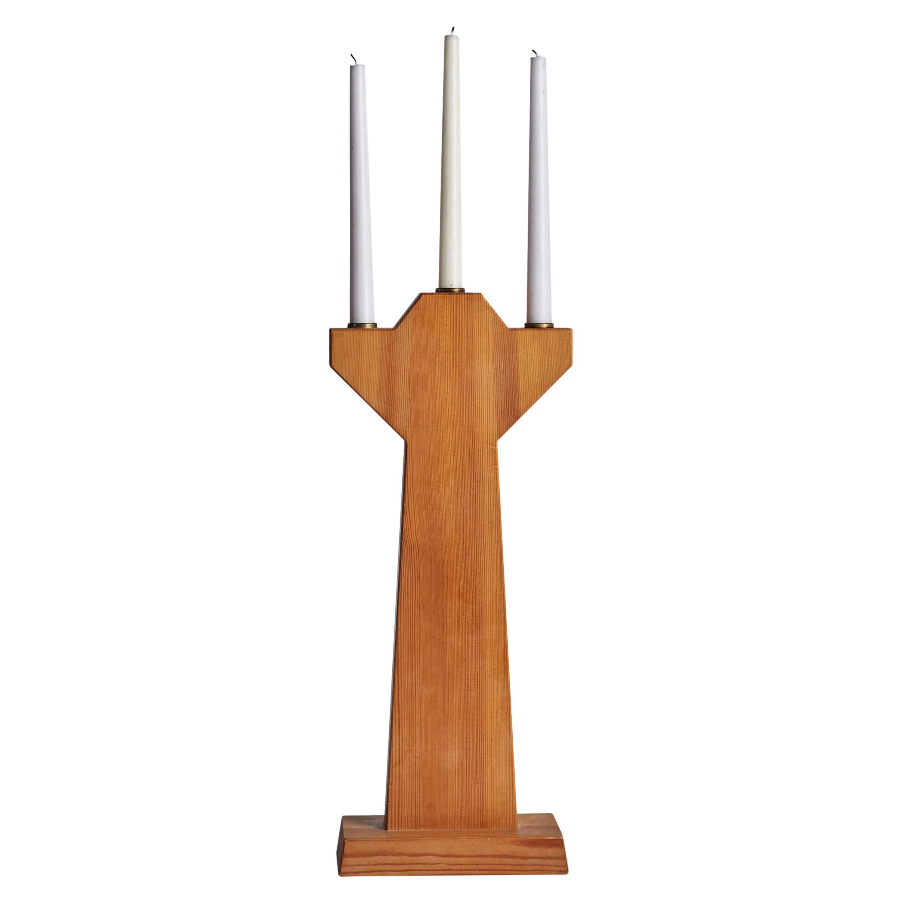 Swedish Designer, Large Candelabra, Pine, Sweden, 1970s