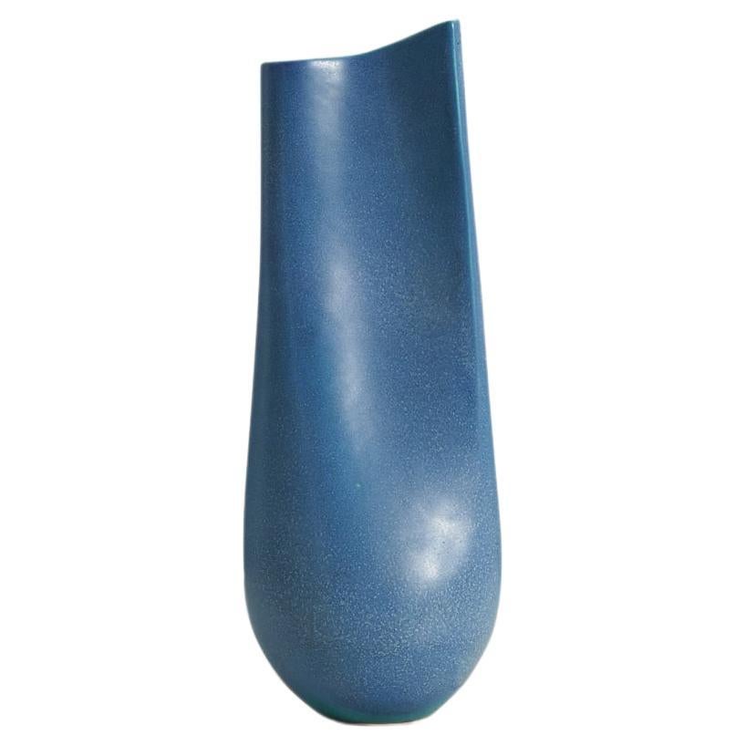 Swedish Designer, Large Freeform Vase, Blue-Glazed Stoneware, Sweden, c. 1960s