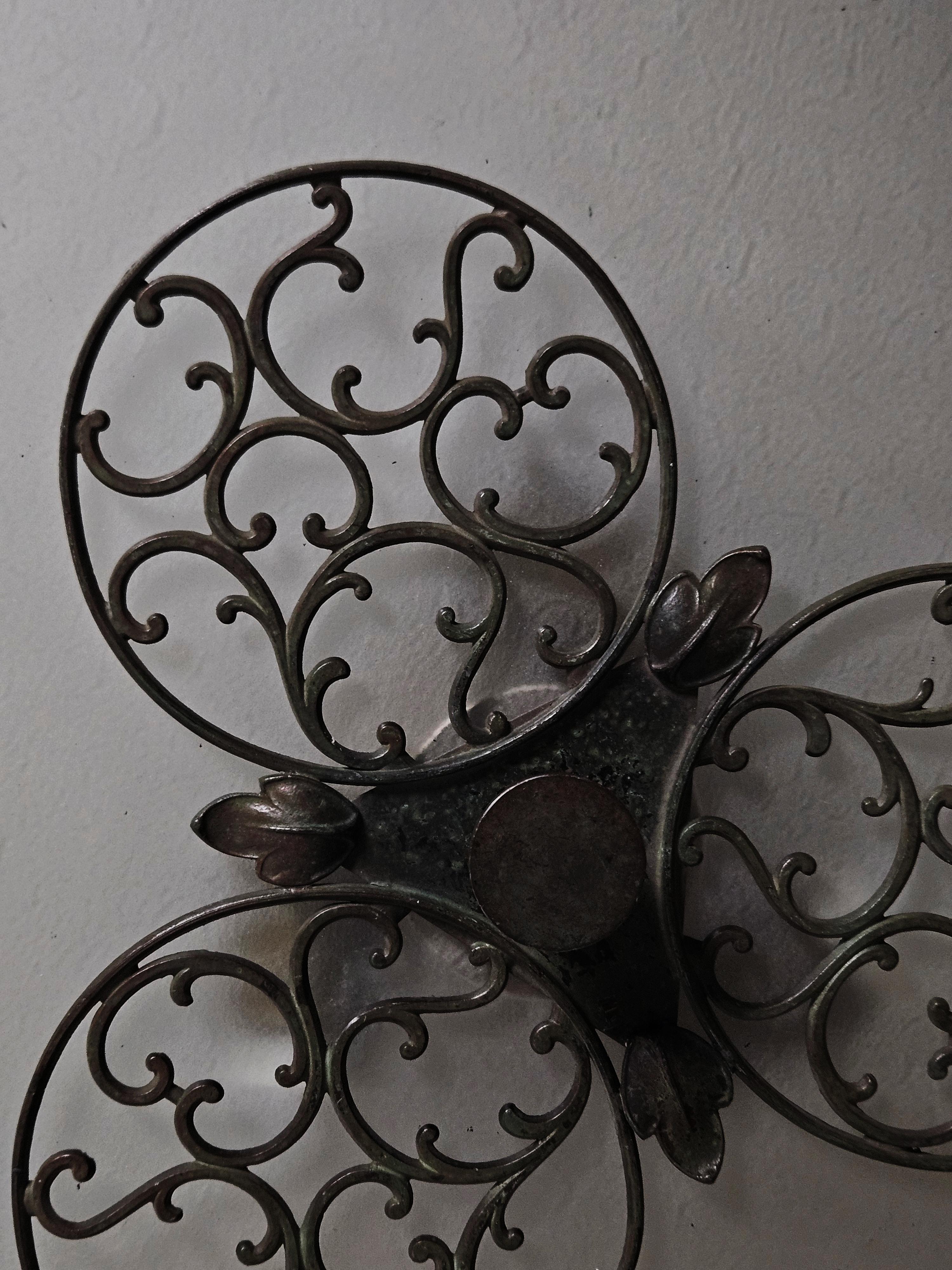 Swedish designer large glass and copper flush mount, 1930s For Sale 5