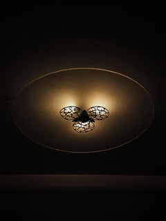 Große schwedische Designer-Einbaubeleuchtung aus Glas und Kupfer, 1930er Jahre