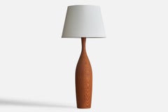 Swedish Designer, Large Table Lamp, Pine, Brass, Sweden, 1960s