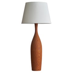 Swedish Designer, Large Table Lamp, Pine, Brass, Sweden, 1960s