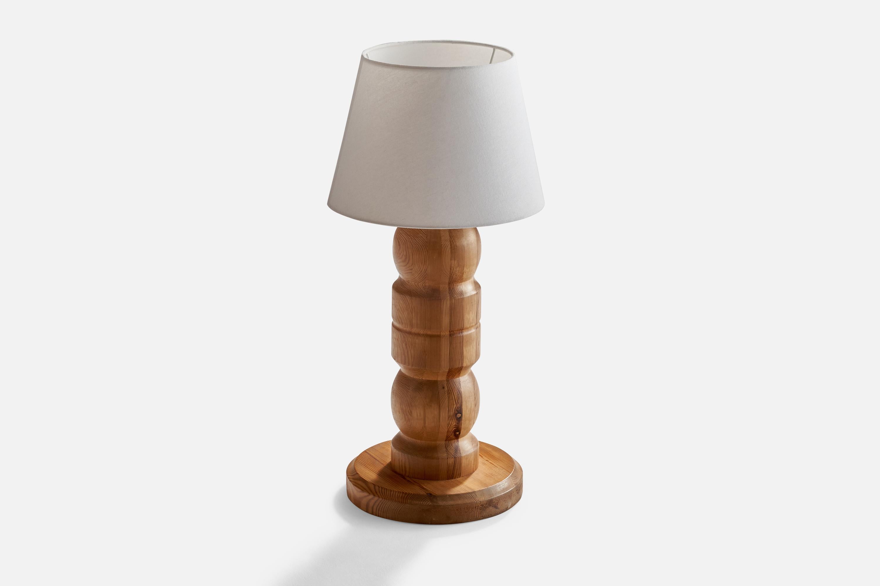 Post-Modern Swedish Designer, Large Table Lamp, Pine, Sweden, 1960s For Sale
