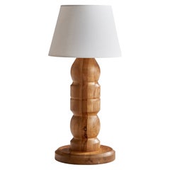 Swedish Designer, Large Table Lamp, Pine, Sweden, 1960s