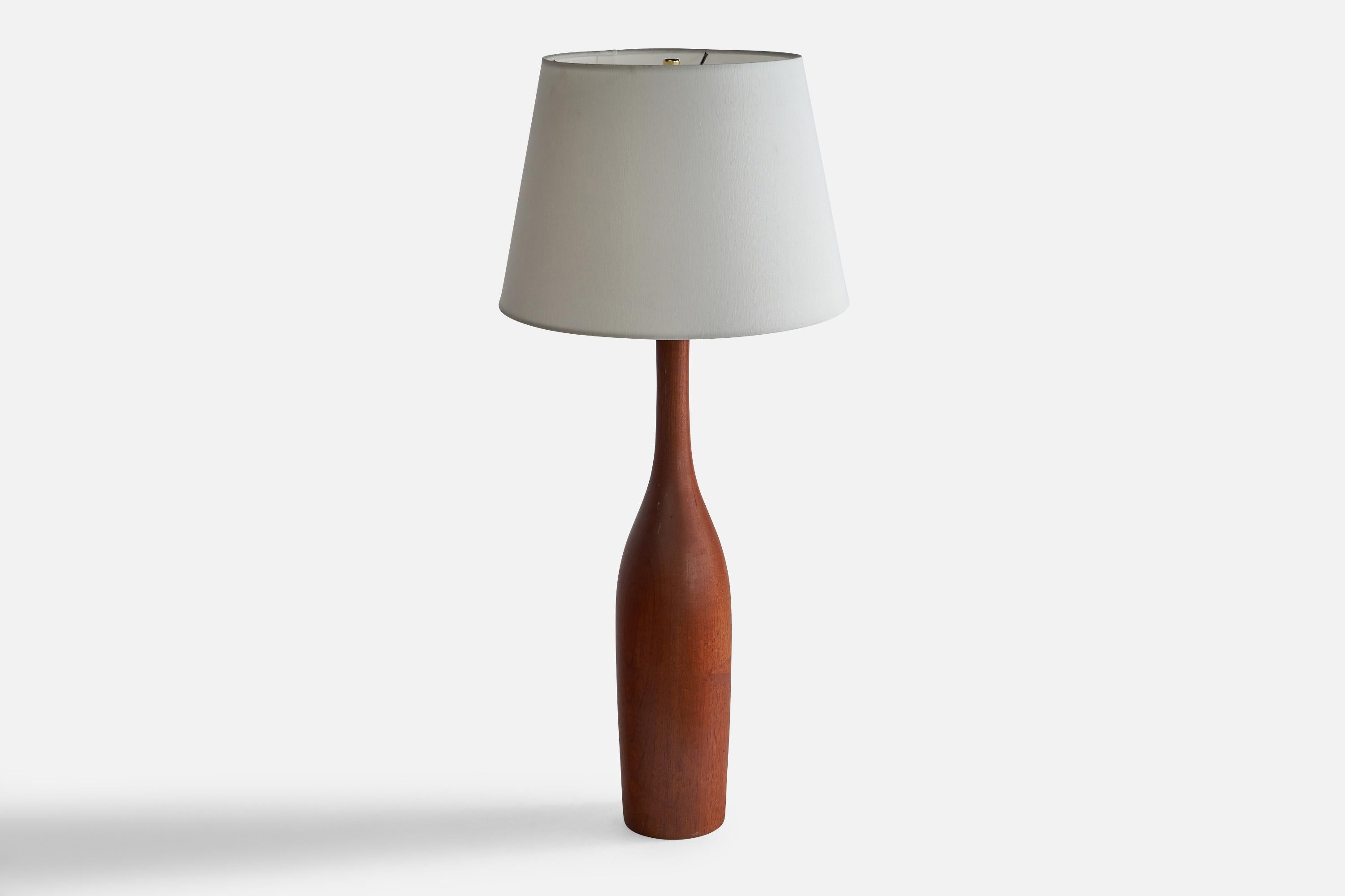 Mid-Century Modern Swedish Designer, Large Table Lamp, Teak, Brass, Sweden, 1960s For Sale