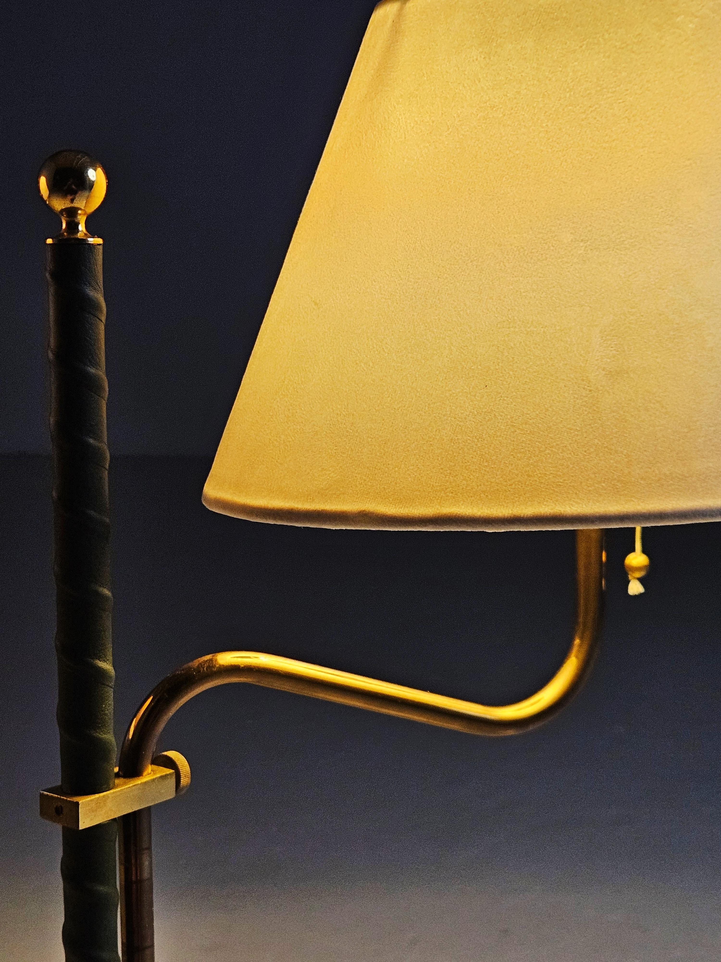 Lampes de table de designer suédois en cuir et laiton, Bergboms, années 1960 en vente 2