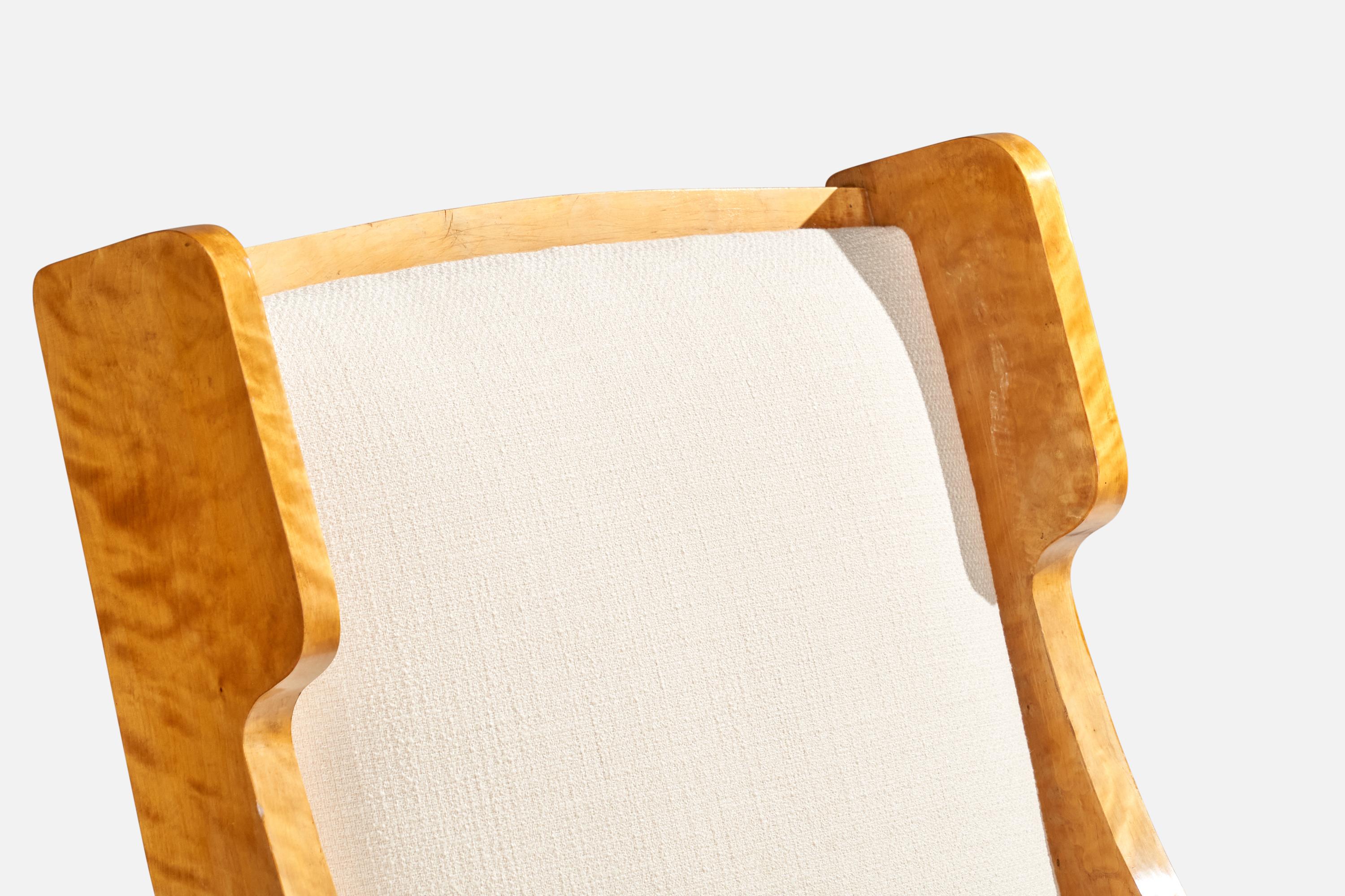 Designer suédois, fauteuil de salon, bouleau, tissu, Suède, années 1900 en vente 3