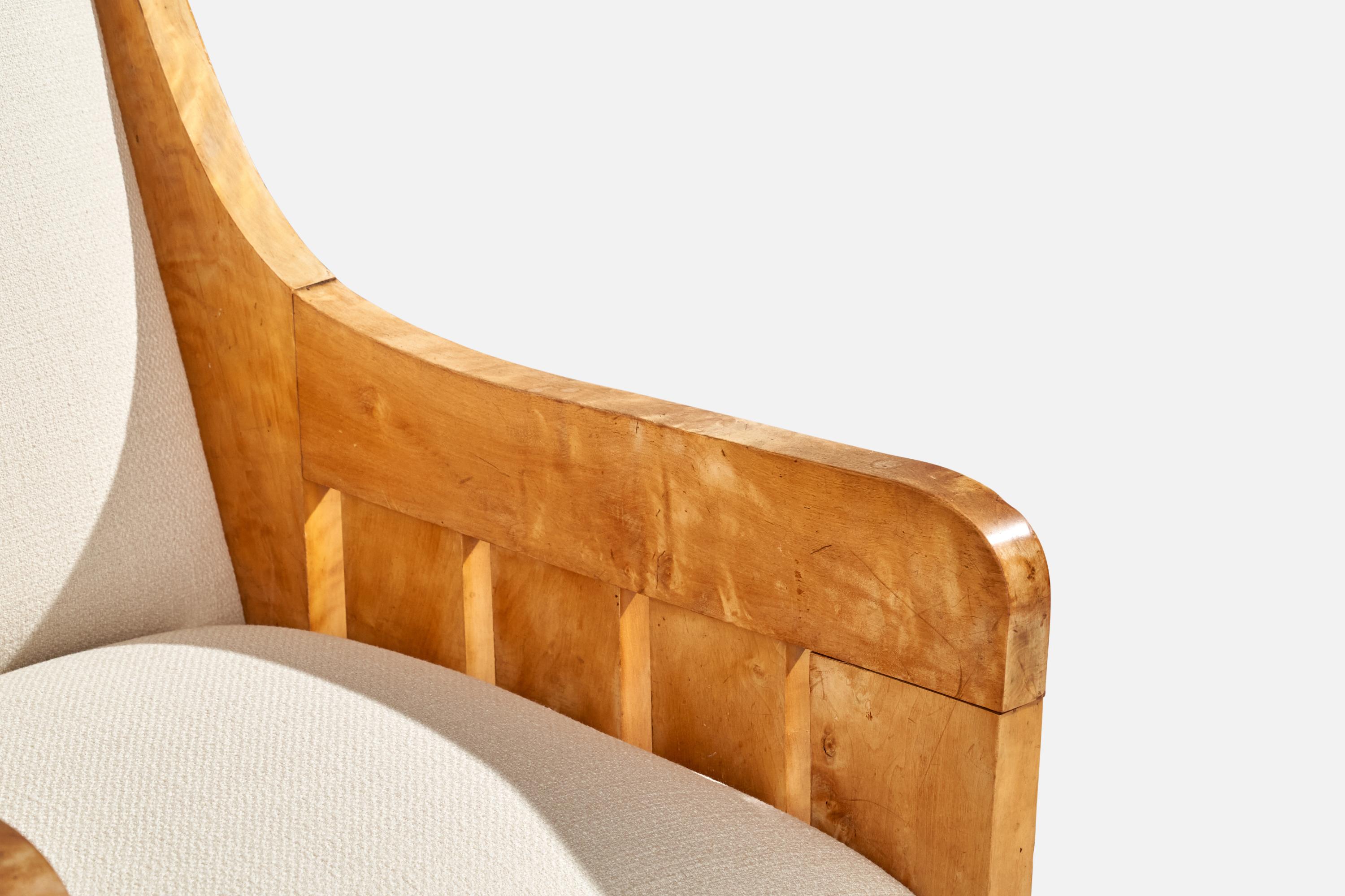 Designer suédois, fauteuil de salon, bouleau, tissu, Suède, années 1900 en vente 4