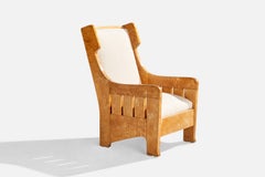 Swedish Designer, Lounge Chair, Birch, Fabric, Sweden, 1900s