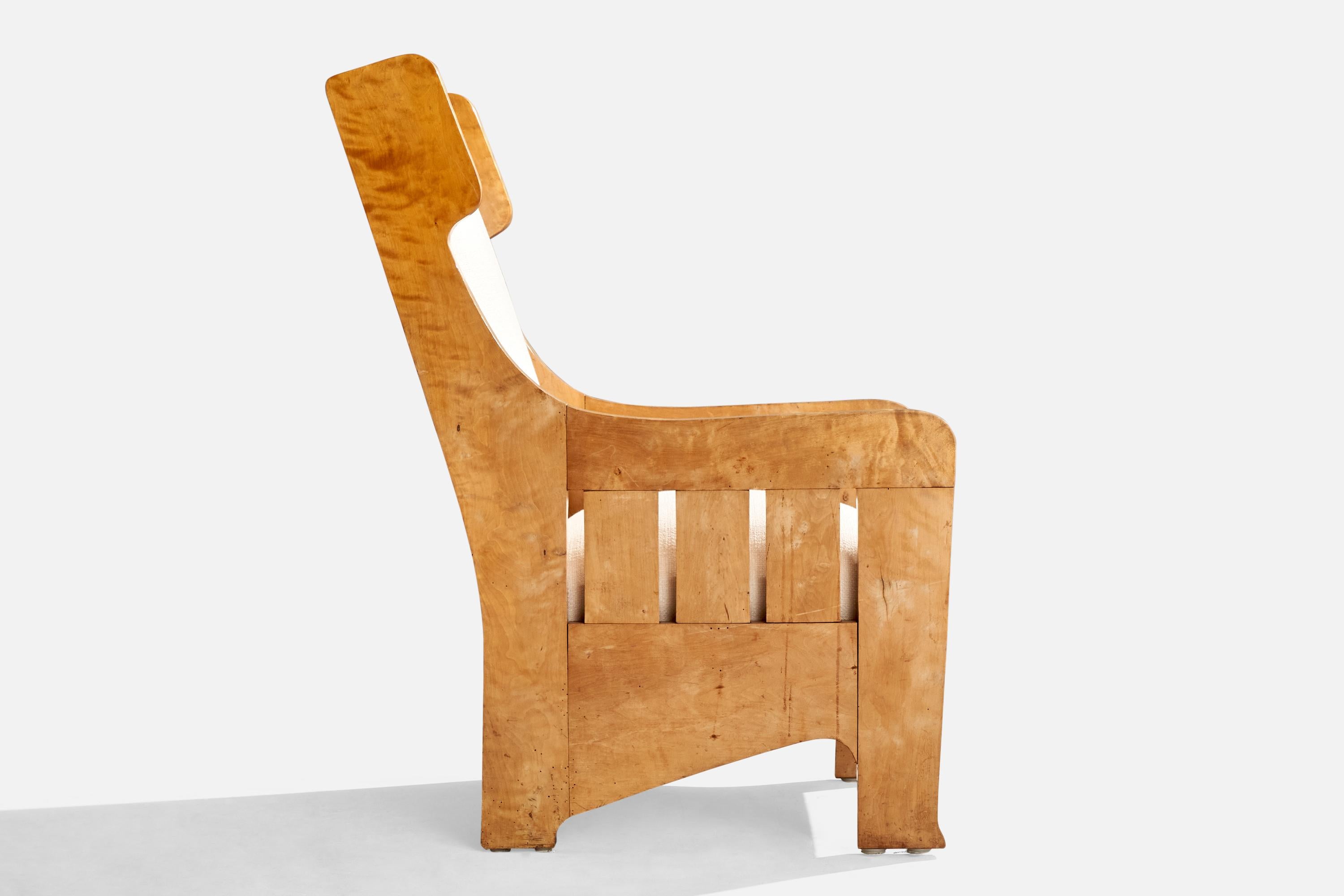 Tissu Designer suédois, fauteuil de salon, bouleau, tissu, Suède, années 1900 en vente