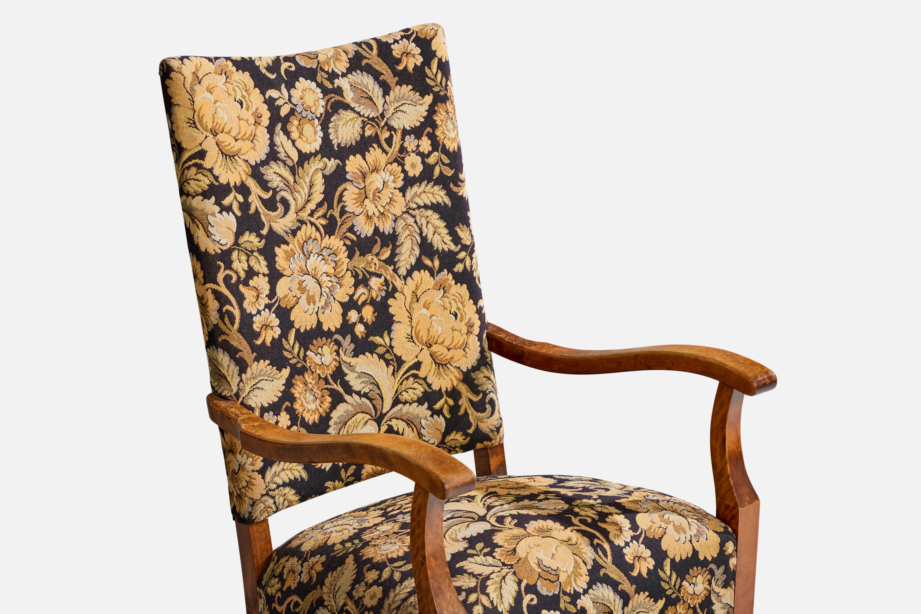 Designer svedese, sedia da salotto, betulla, tessuto, Svezia, anni '1910 in vendita 1