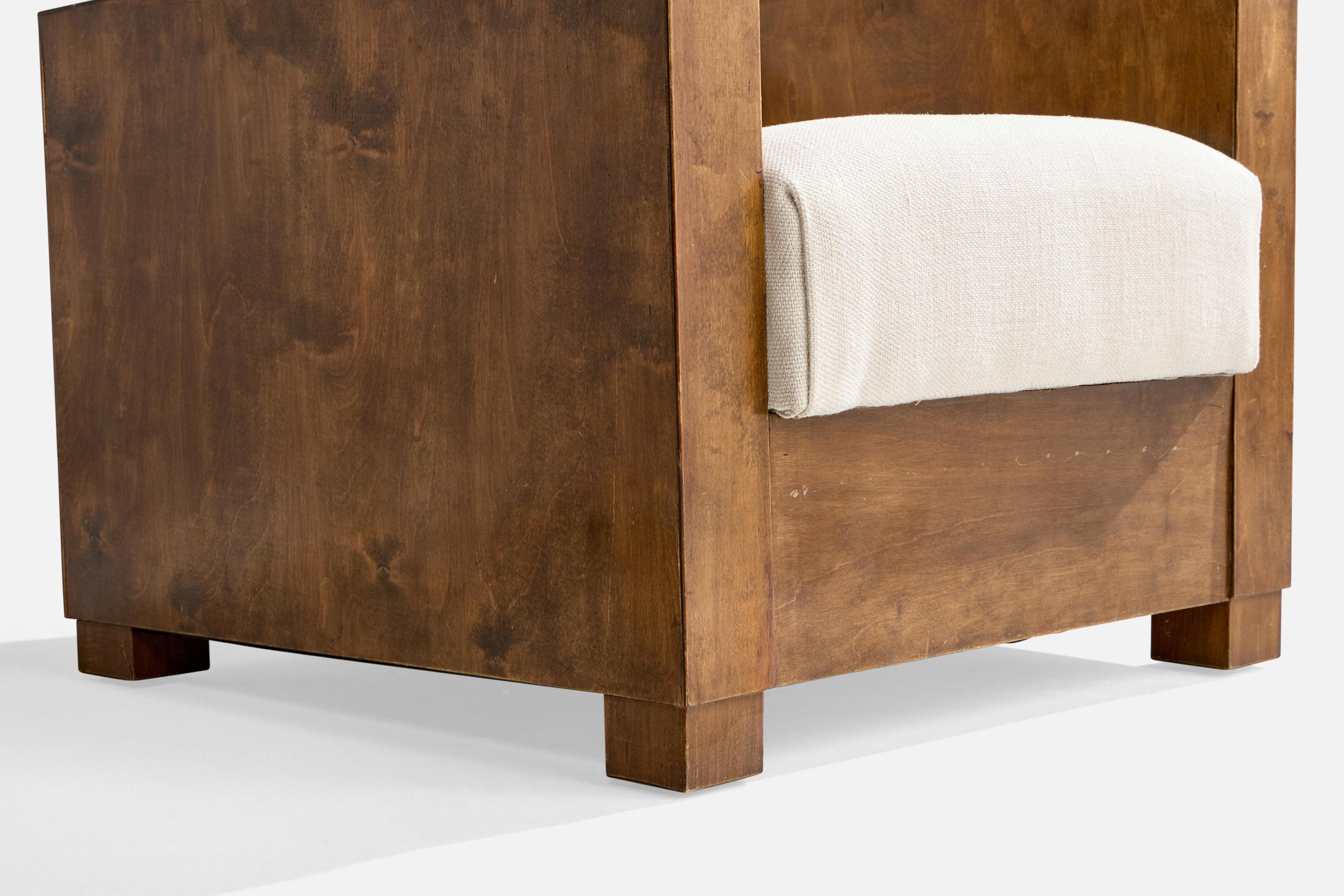Designer suédois, fauteuil de salon, bouleau, tissu, Suède, années 1930 en vente 4