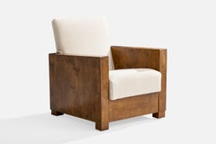 Designer suédois, fauteuil de salon, bouleau, tissu, Suède, années 1930
