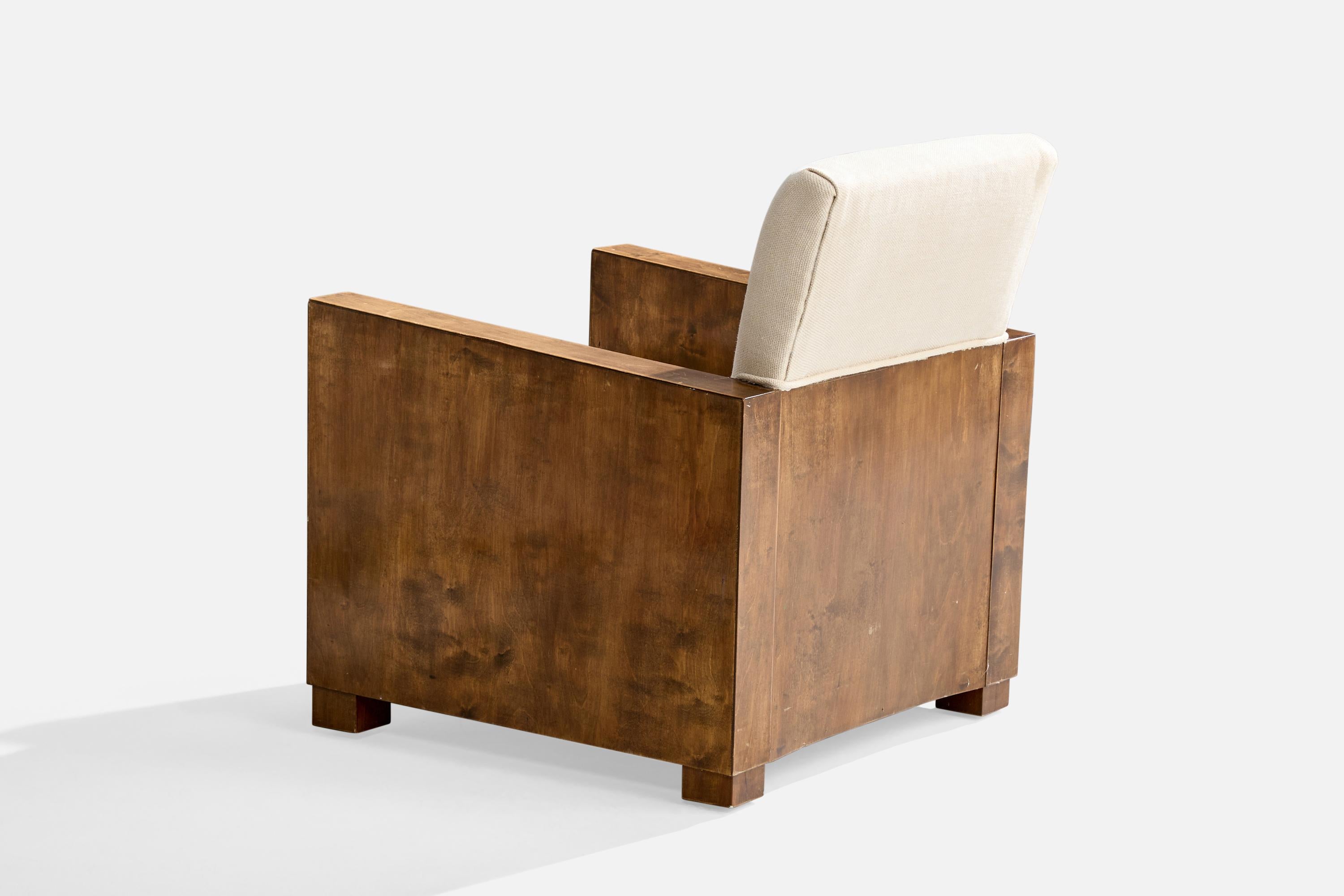 Designer suédois, fauteuil de salon, bouleau, tissu, Suède, années 1930 Bon état - En vente à High Point, NC
