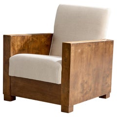 Swedish Designer, Lounge Chair, Birch, Fabric, Sweden, 1930s
