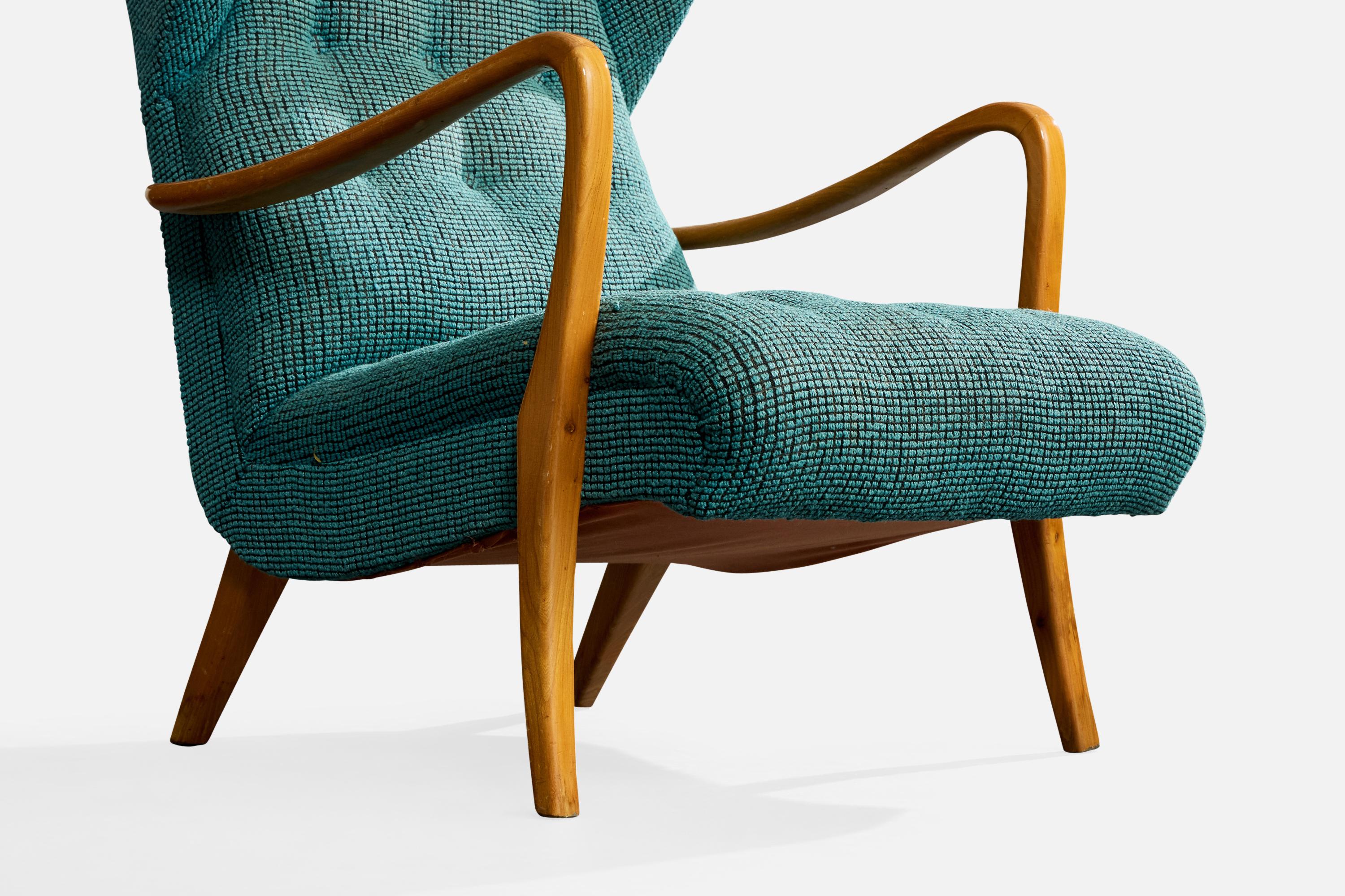 Diseñador sueco, Silla de salón, Abedul, Tela, Suecia, década de 1940 en venta 5