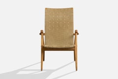 Swedish Designer, Lounge Chair, Birch, Fabric, Sweden, 1940s