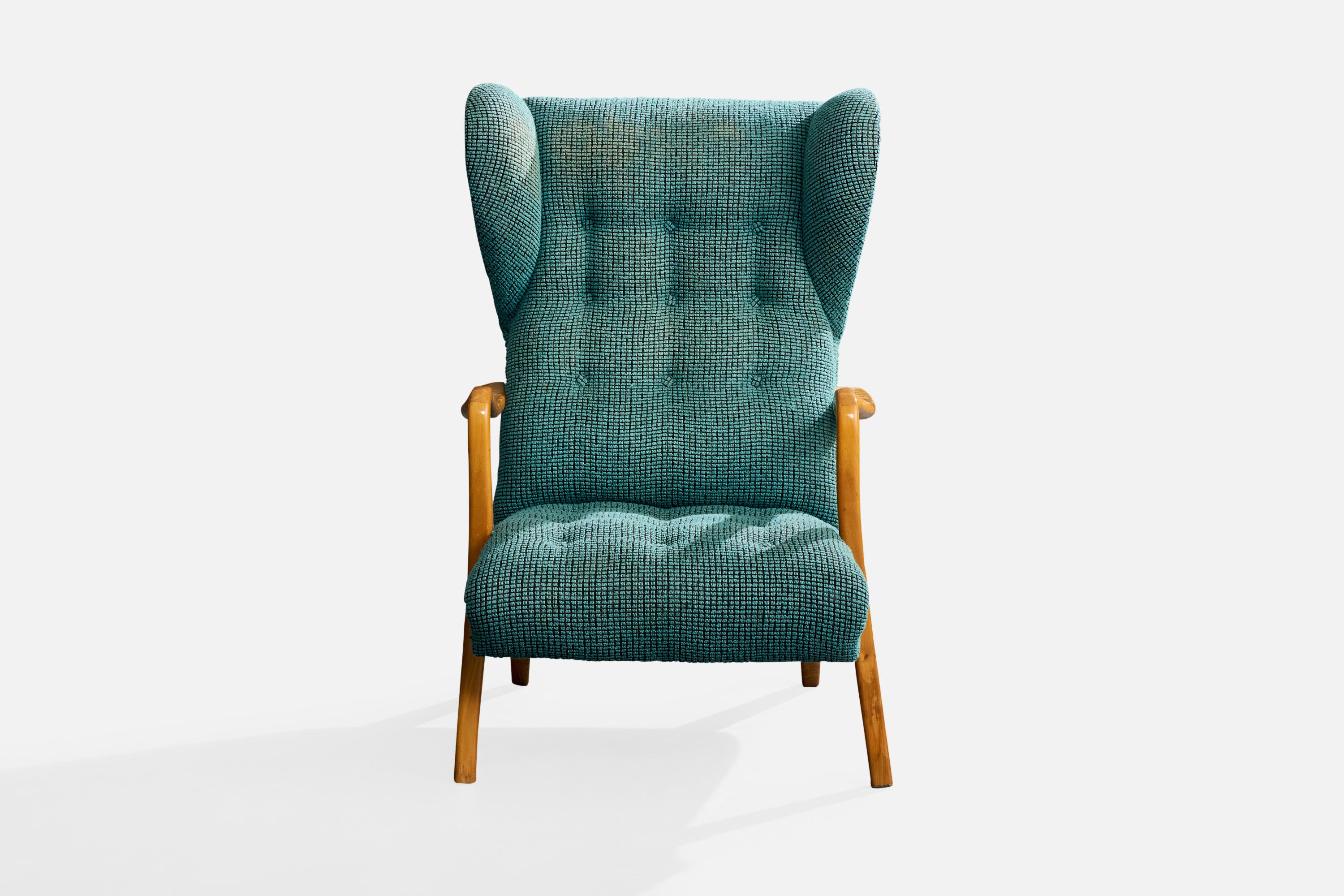 Diseñador sueco, Silla de salón, Abedul, Tela, Suecia, década de 1940 Escandinavo moderno en venta