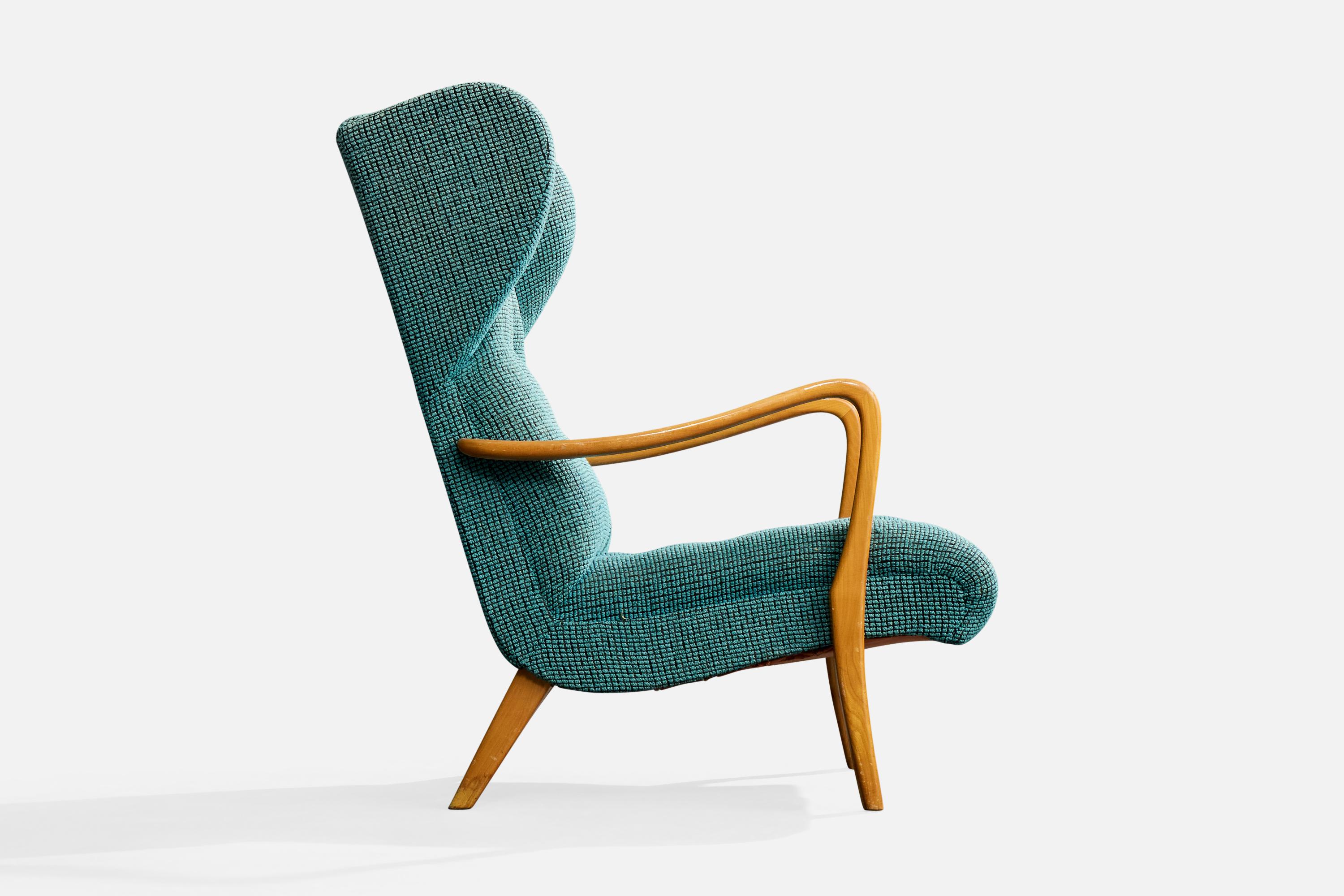 Diseñador sueco, Silla de salón, Abedul, Tela, Suecia, década de 1940 mediados del siglo XX en venta