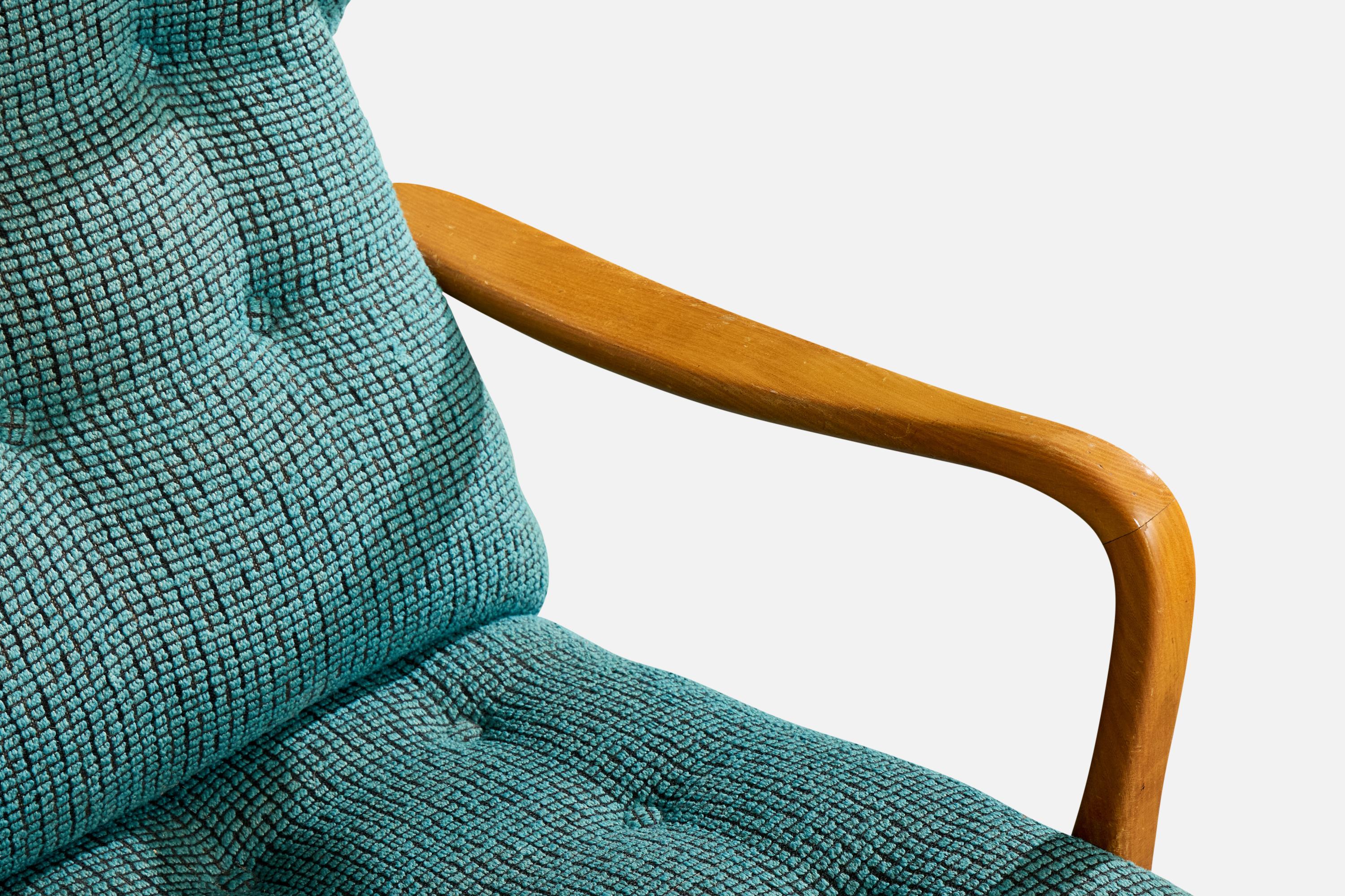 Diseñador sueco, Silla de salón, Abedul, Tela, Suecia, década de 1940 en venta 3