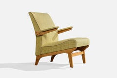 Swedish Designer, Lounge Chair, Birch, Fabric, Sweden, 1960s