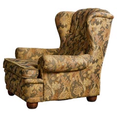 Diseñador sueco, Silla de salón, Tela, Madera, Suecia, años 1940