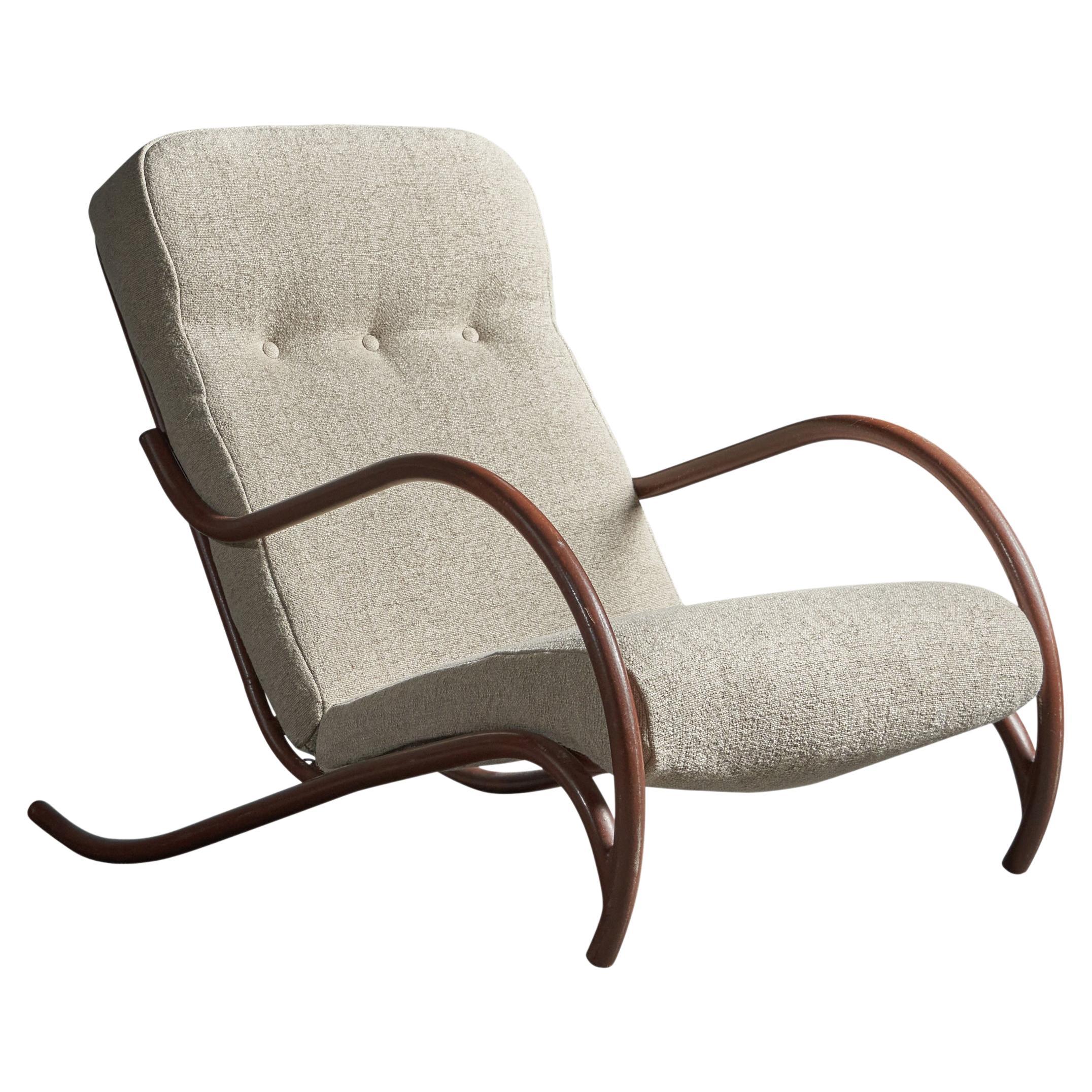 Swedish Designer, Lounge Chair, Metal, Fabric, Sweden, 1930s For Sale