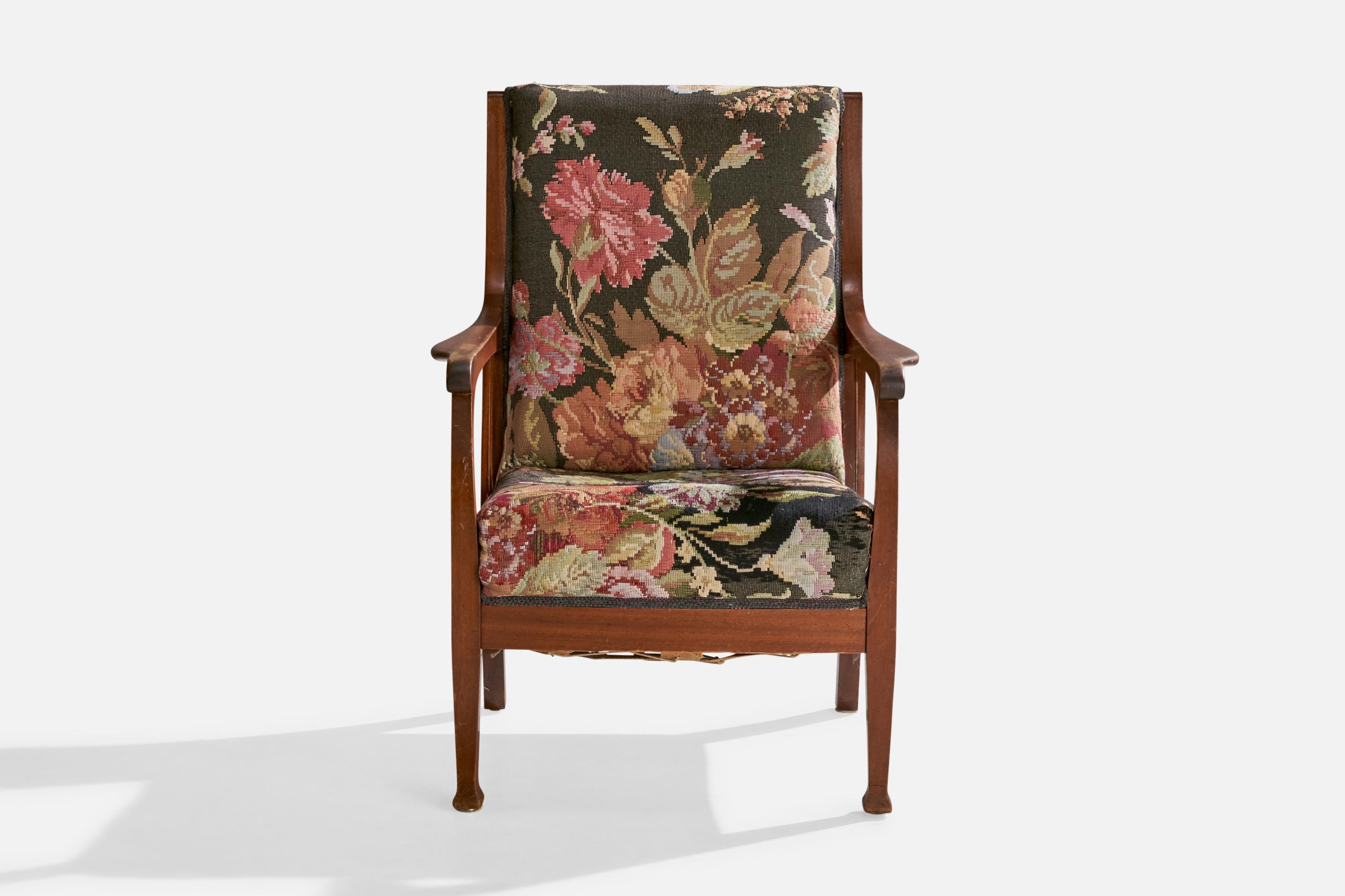 Art Nouveau Designer svedese, sedia da salotto, Oak, Fabrice, Svezia, anni '1900 in vendita