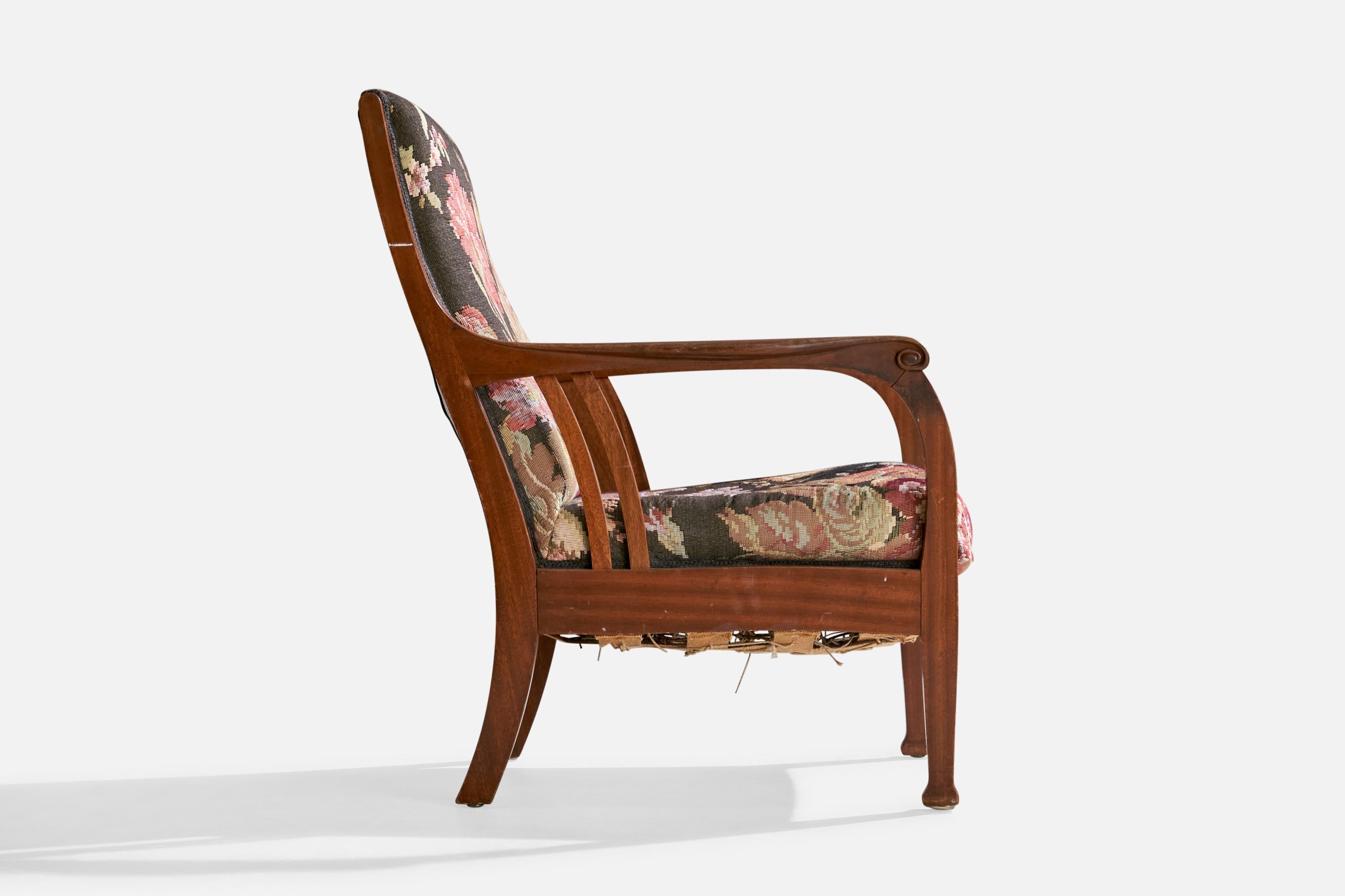 Inizio XX secolo Designer svedese, sedia da salotto, Oak, Fabrice, Svezia, anni '1900 in vendita