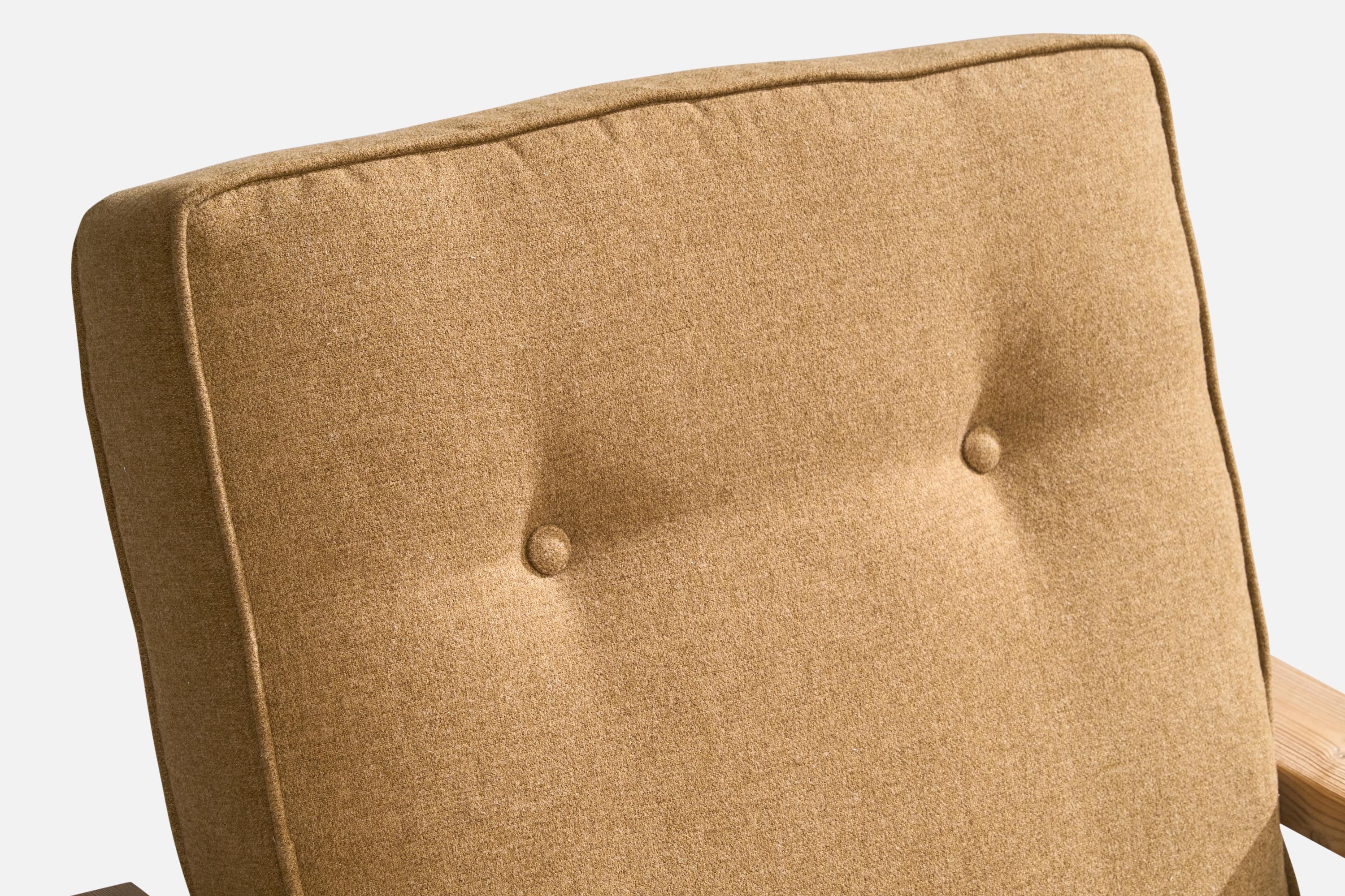 Swedish Designer, Lounge Chair, Pine, Velvet, Sweden, 1940s For Sale 6